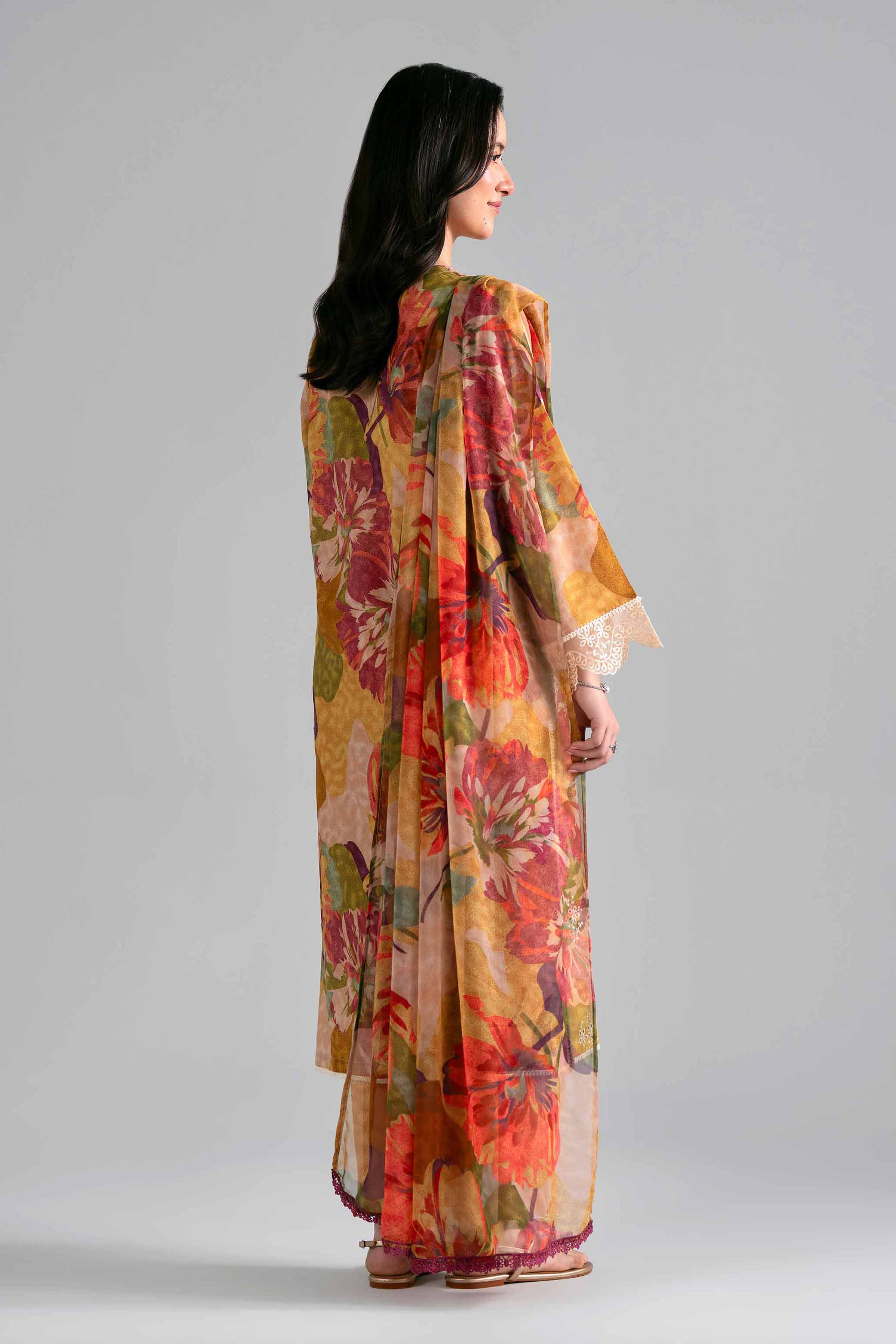 3 Piece - Printed Embroidered Suit - PE26-498