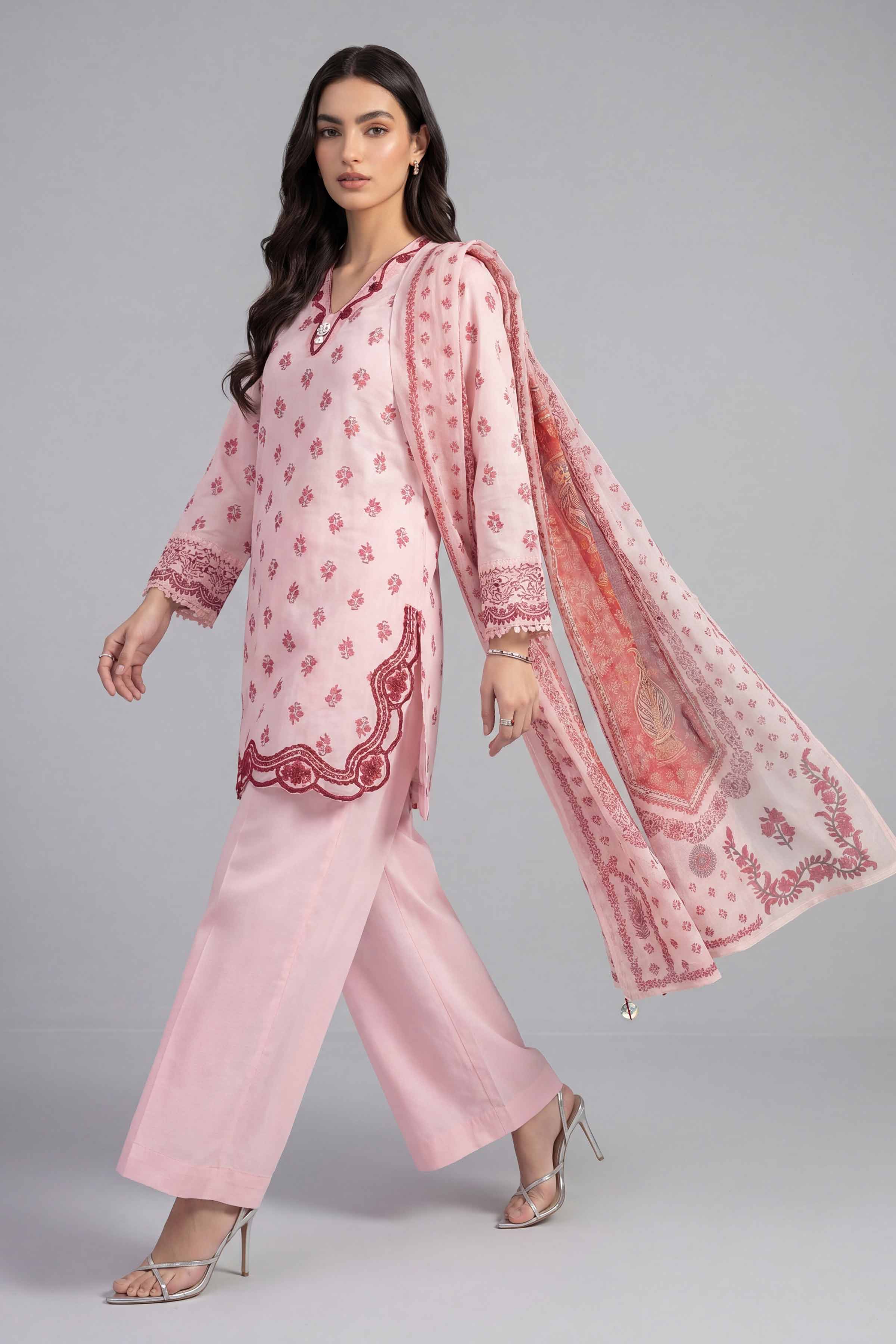 3 Piece - Printed Embroidered Suit - PE26-501
