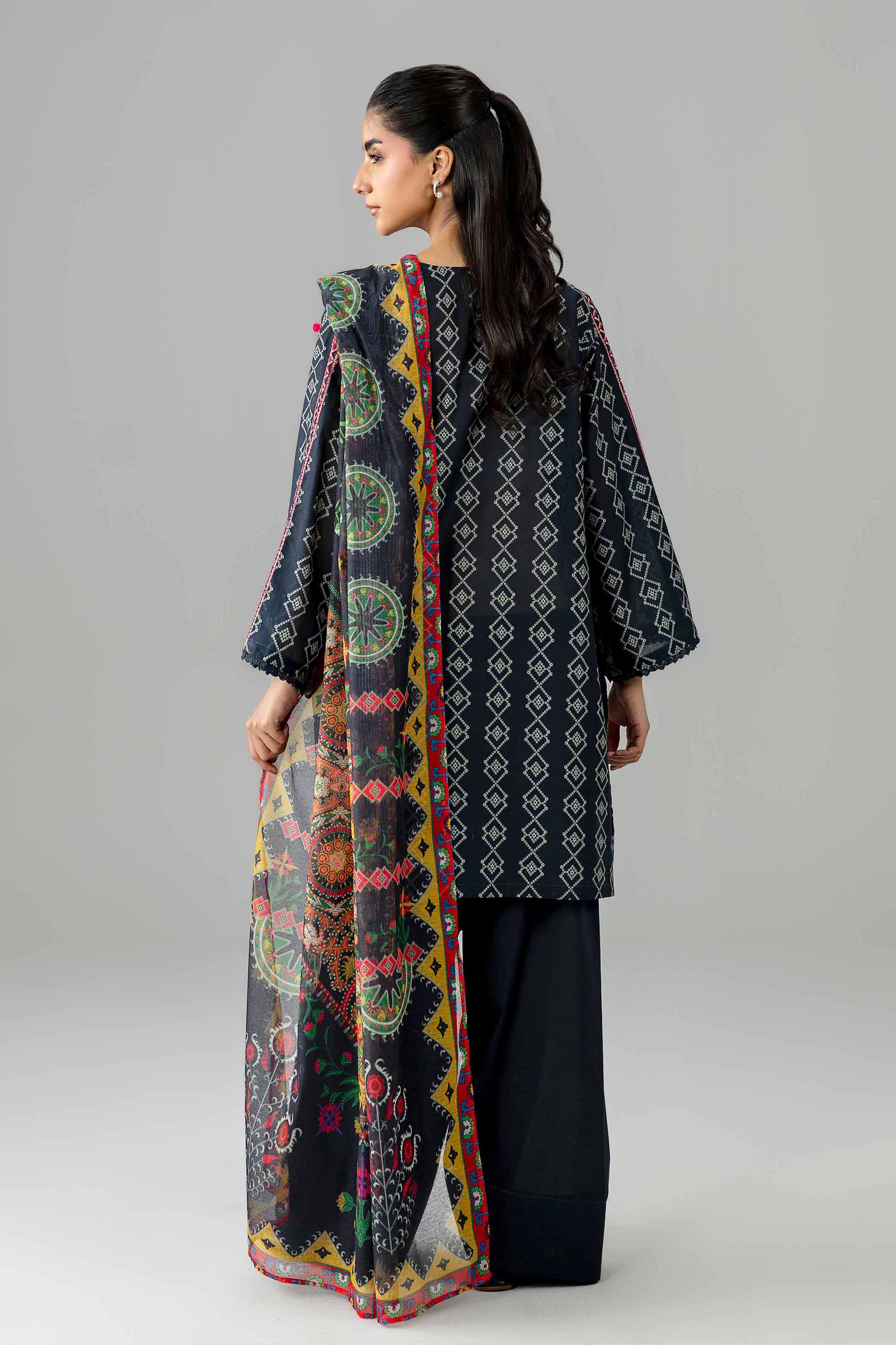 3 Piece - Printed Embroidered Suit - PE26-506