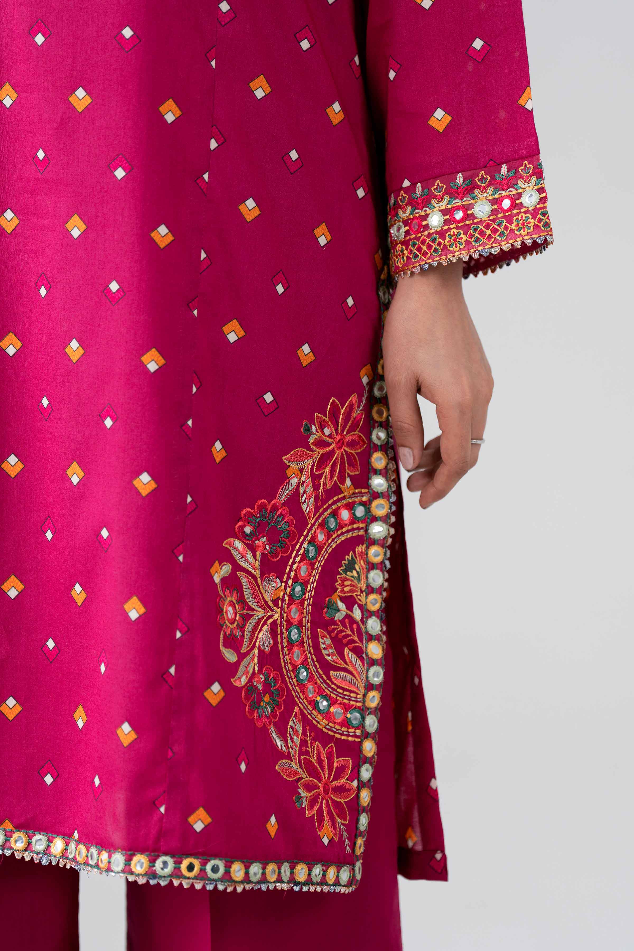 3 Piece - Printed Embroidered Suit - PE26-507
