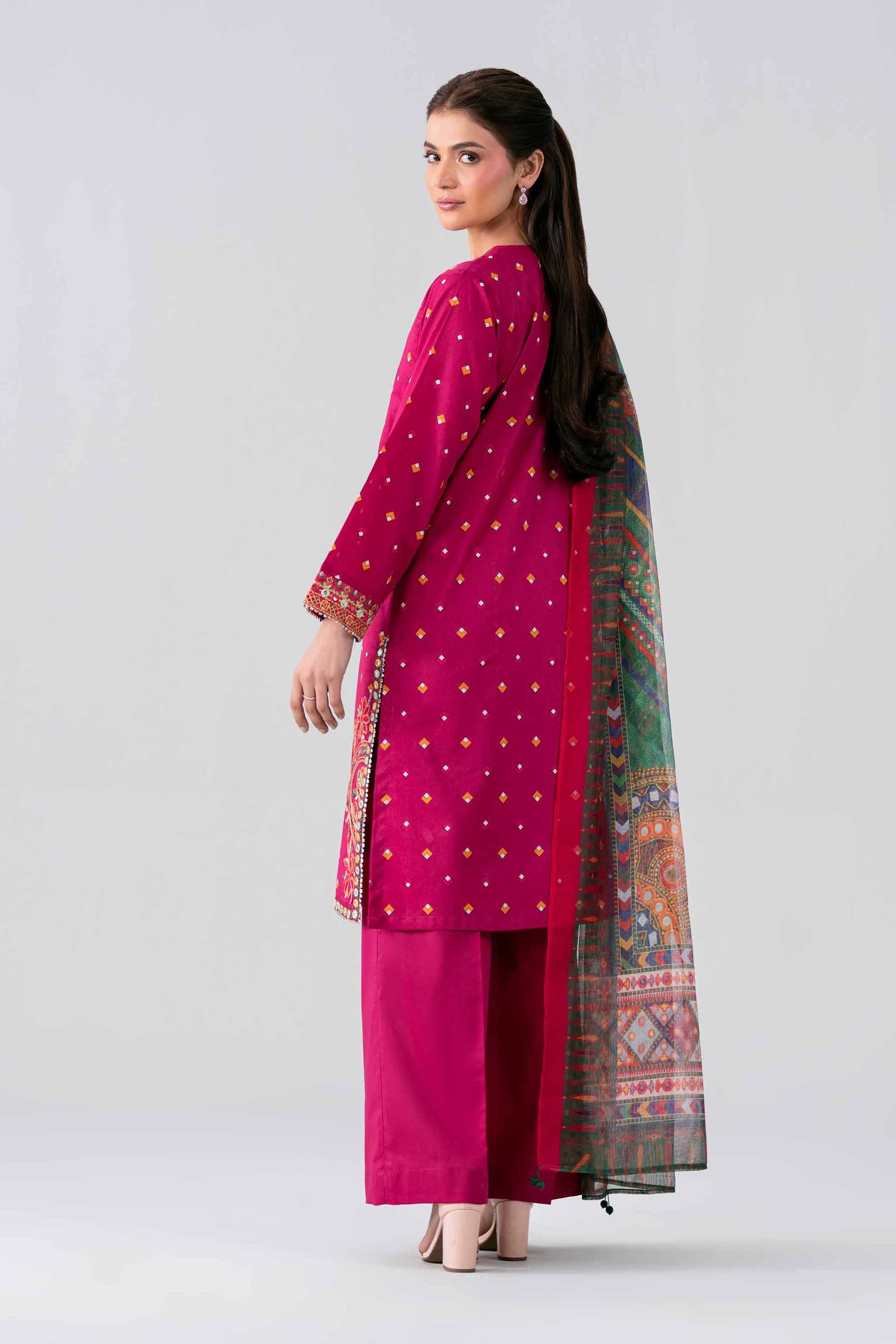 3 Piece - Printed Embroidered Suit - PE26-507