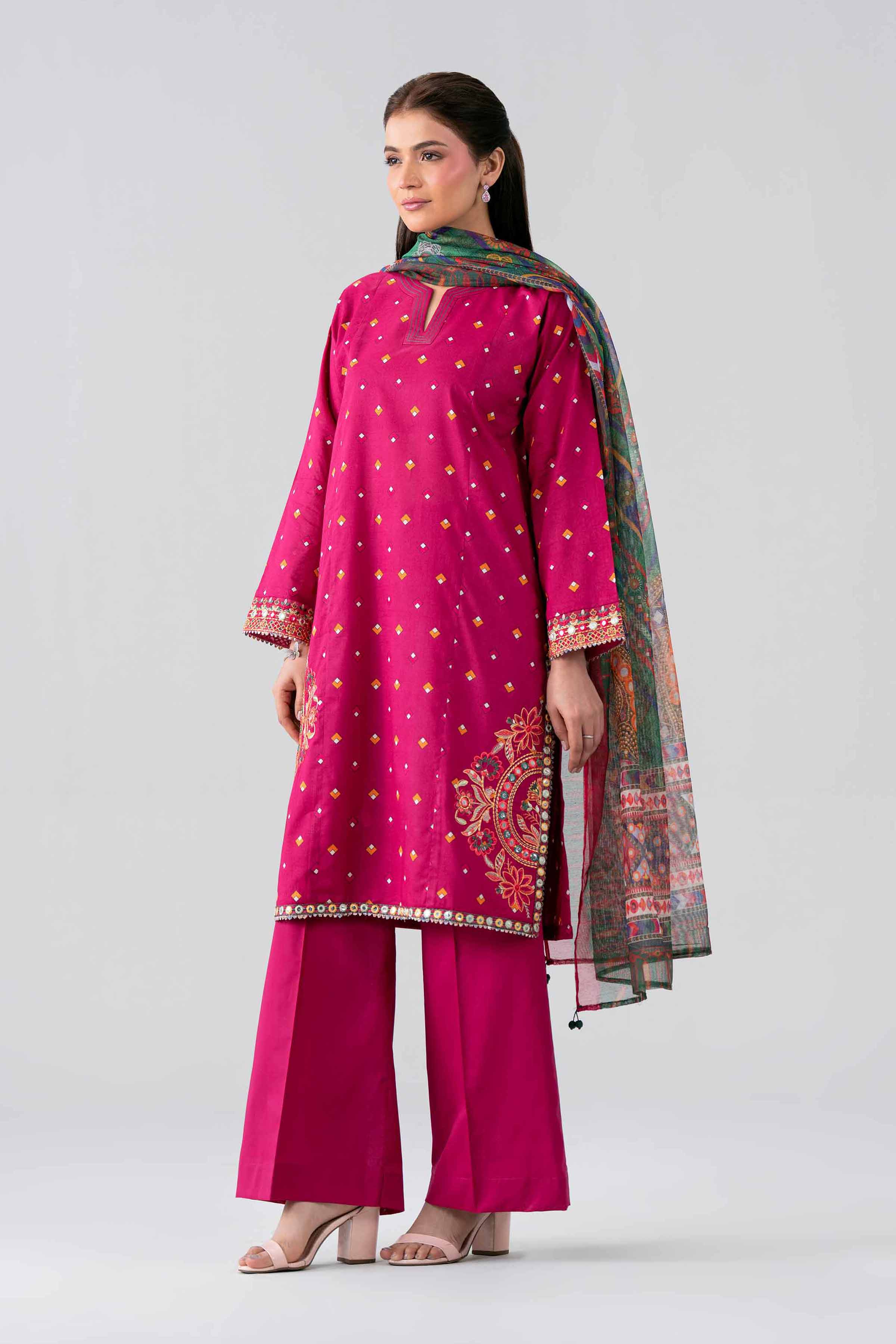 3 Piece - Printed Embroidered Suit - PE26-507