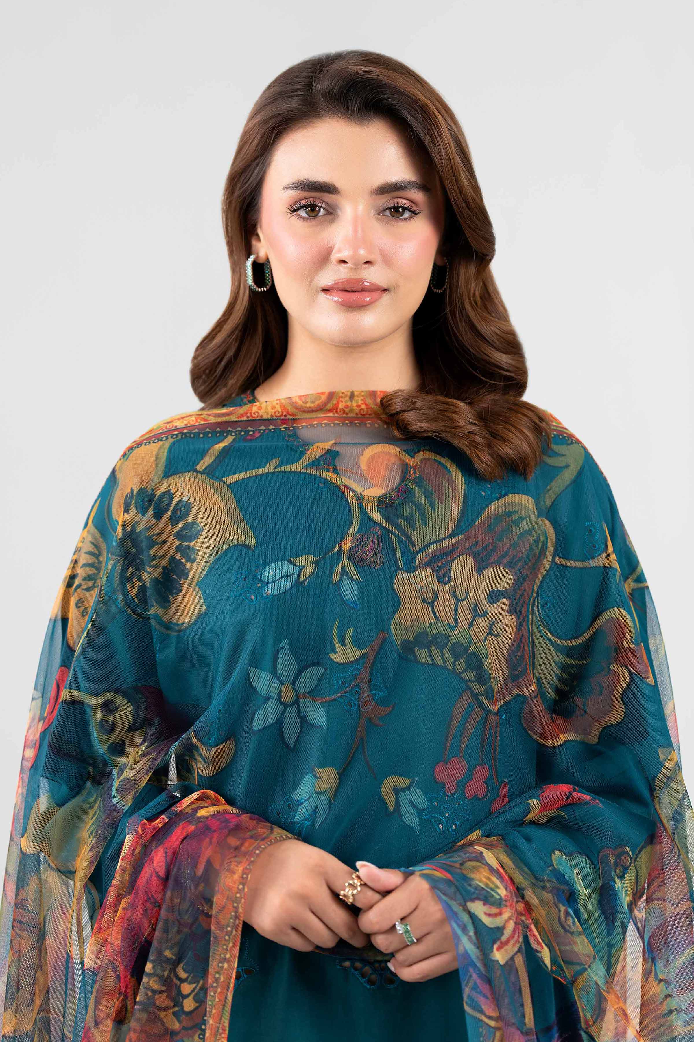 3 Piece - Printed Embroidered Suit - PE26-509