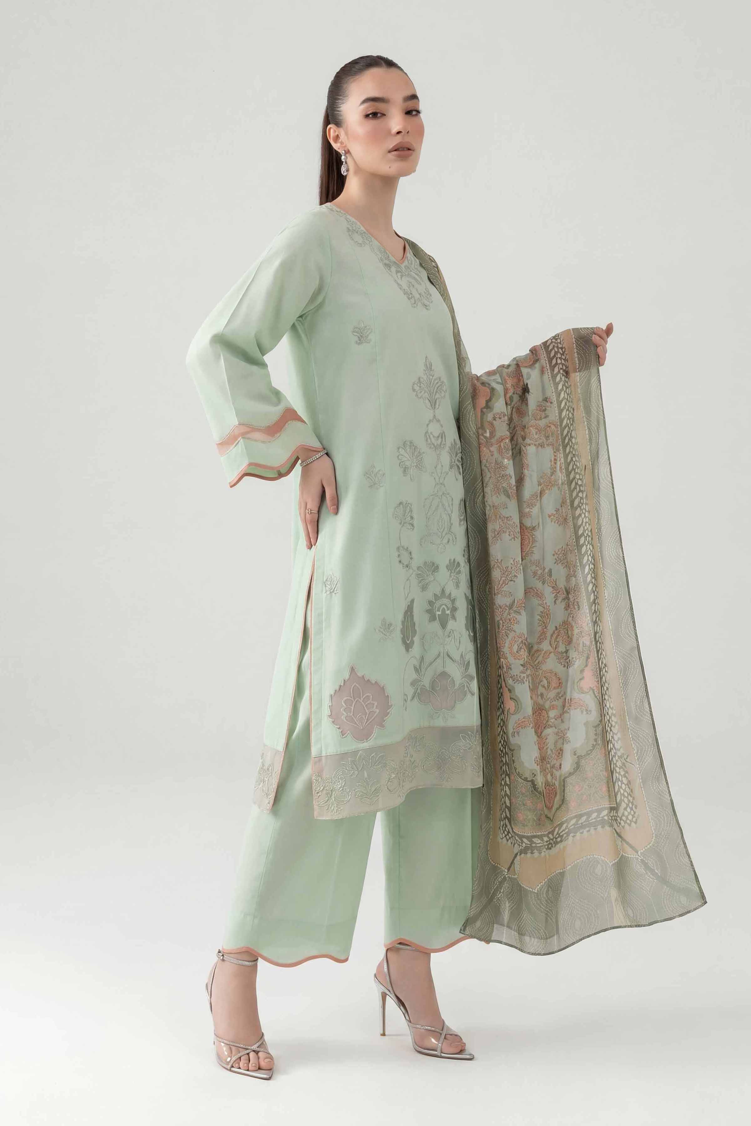 3 Piece - Printed Embroidered Suit - PE26-511
