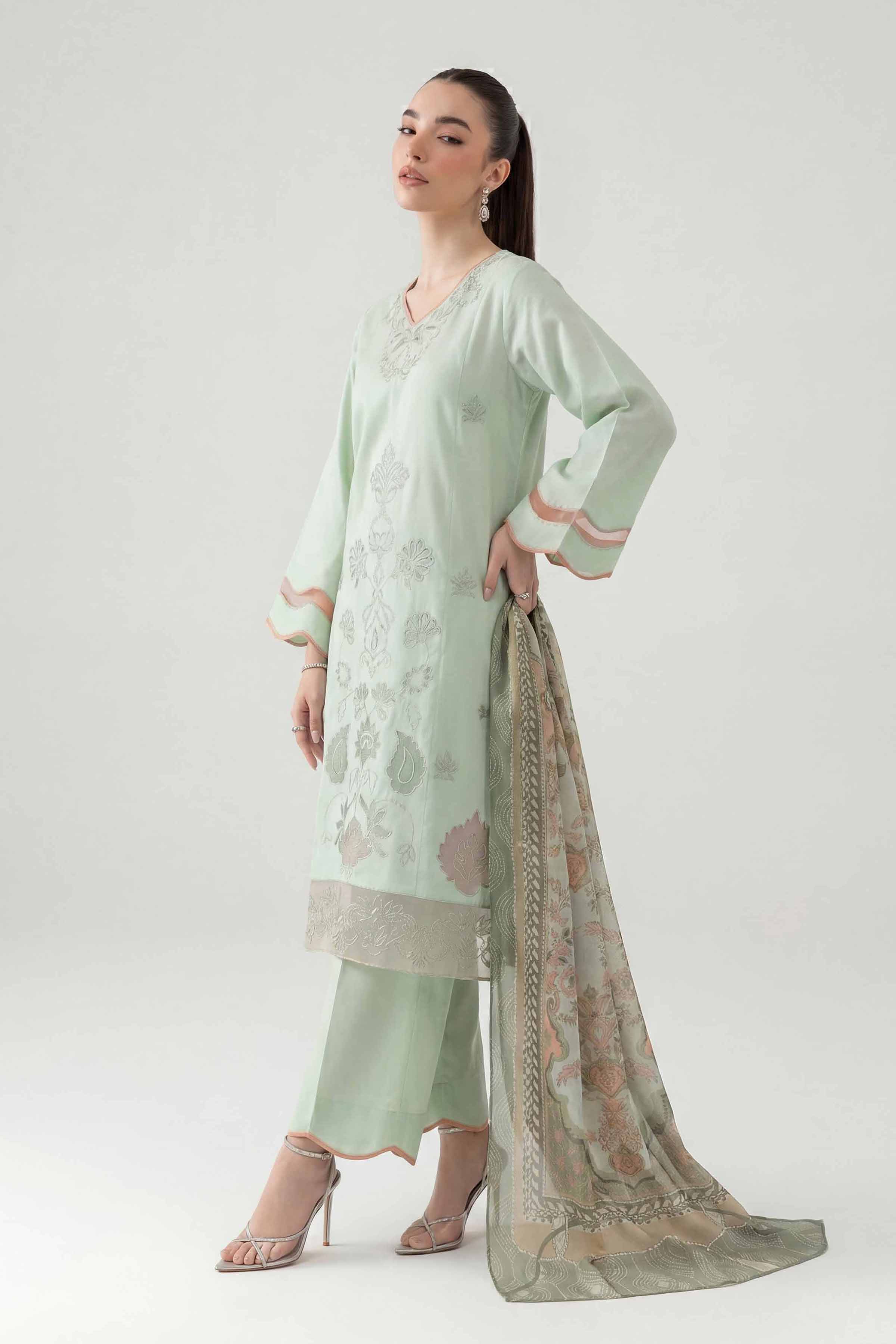 3 Piece - Printed Embroidered Suit - PE26-511