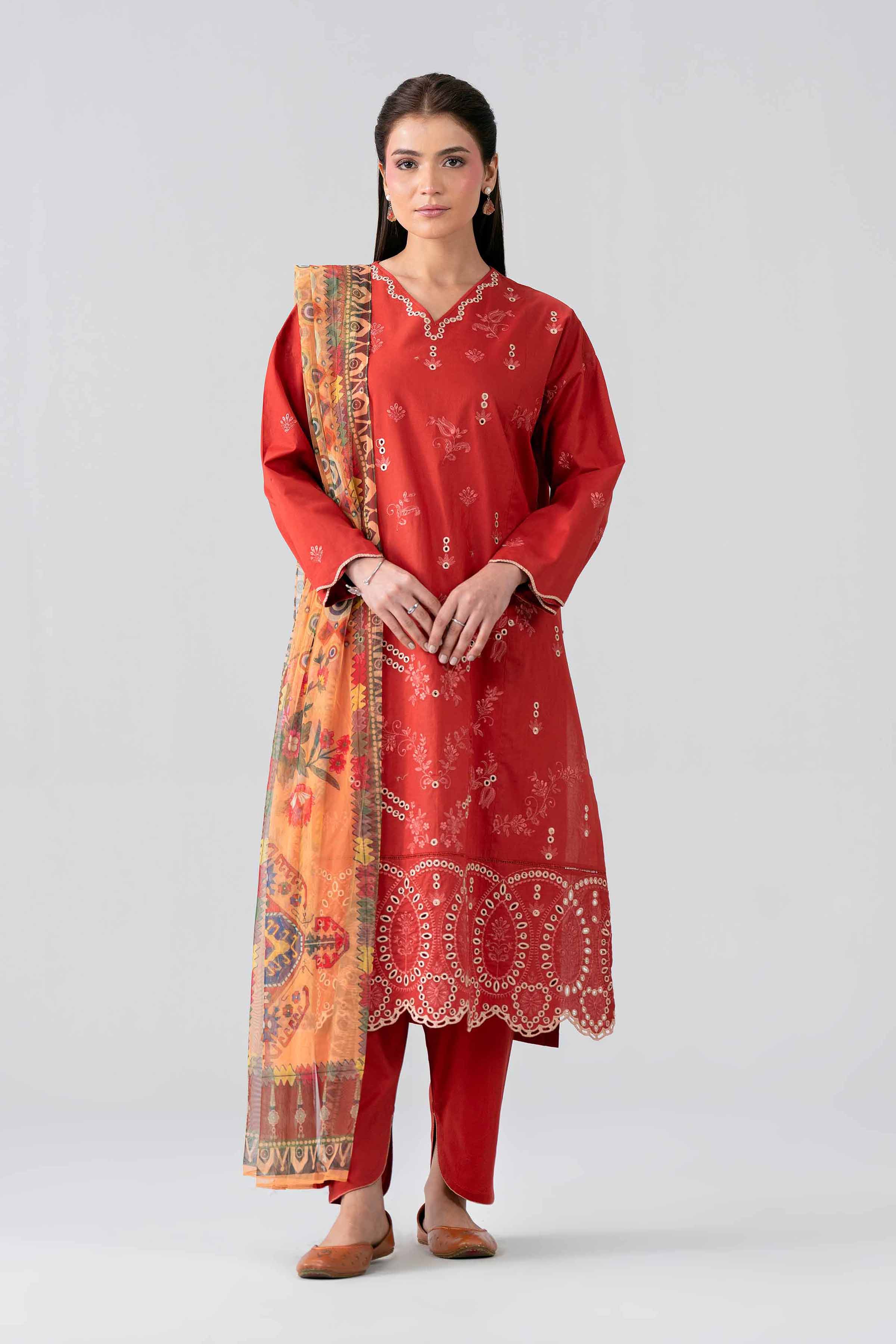3 Piece - Printed Embroidered Suit - PE26-513