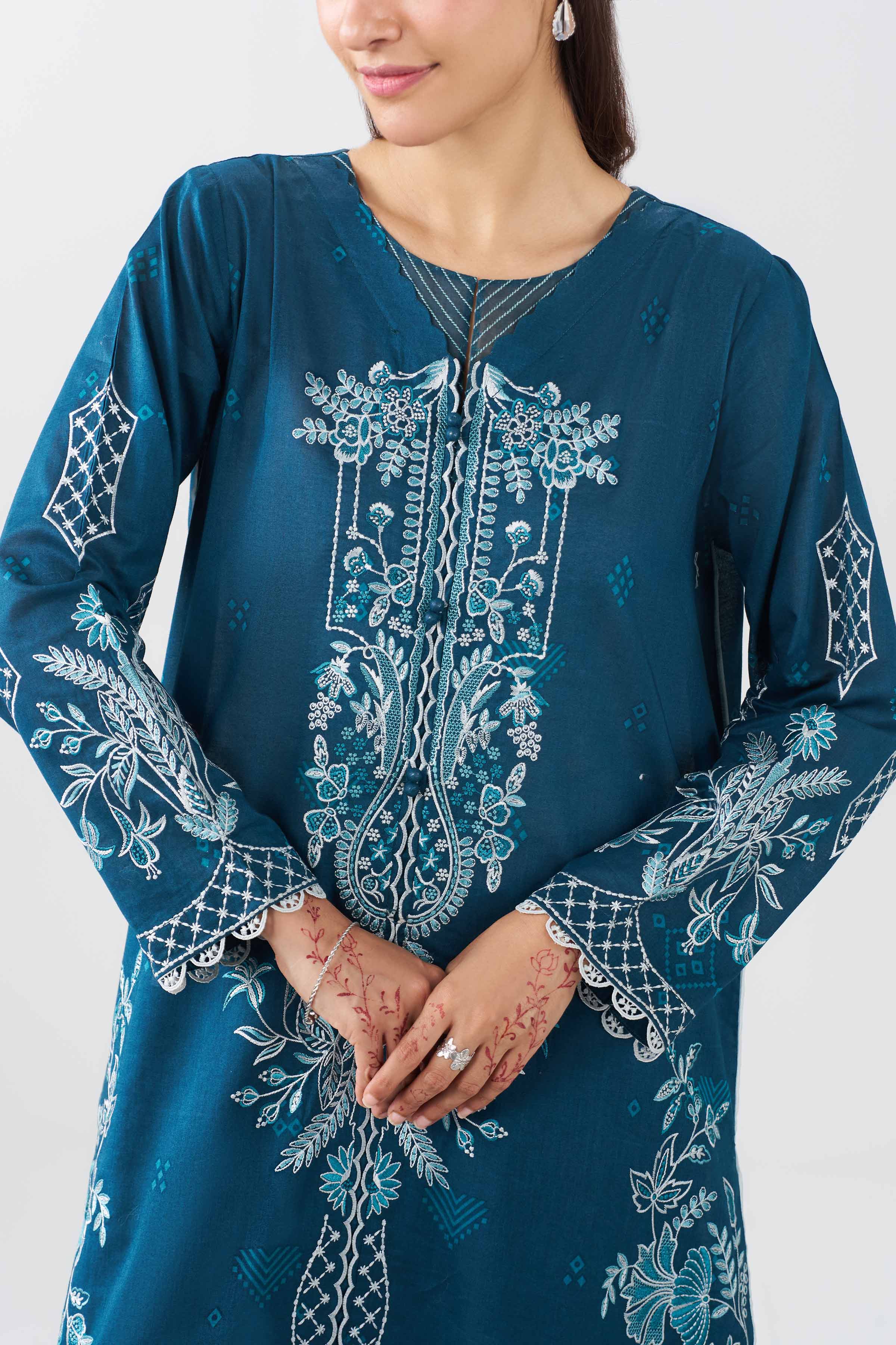 3 Piece - Printed Embroidered Suit - PE26-519