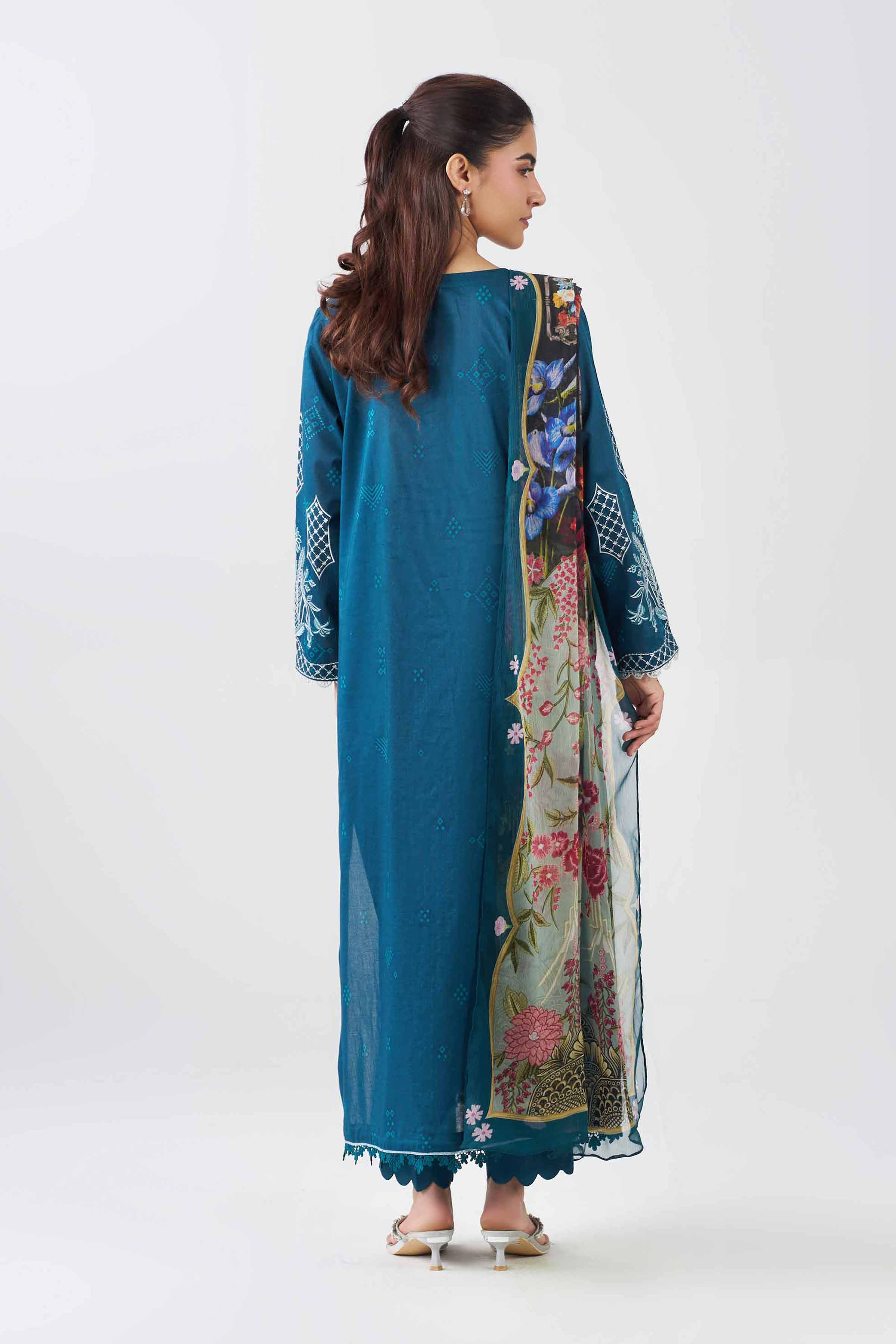 3 Piece - Printed Embroidered Suit - PE26-519