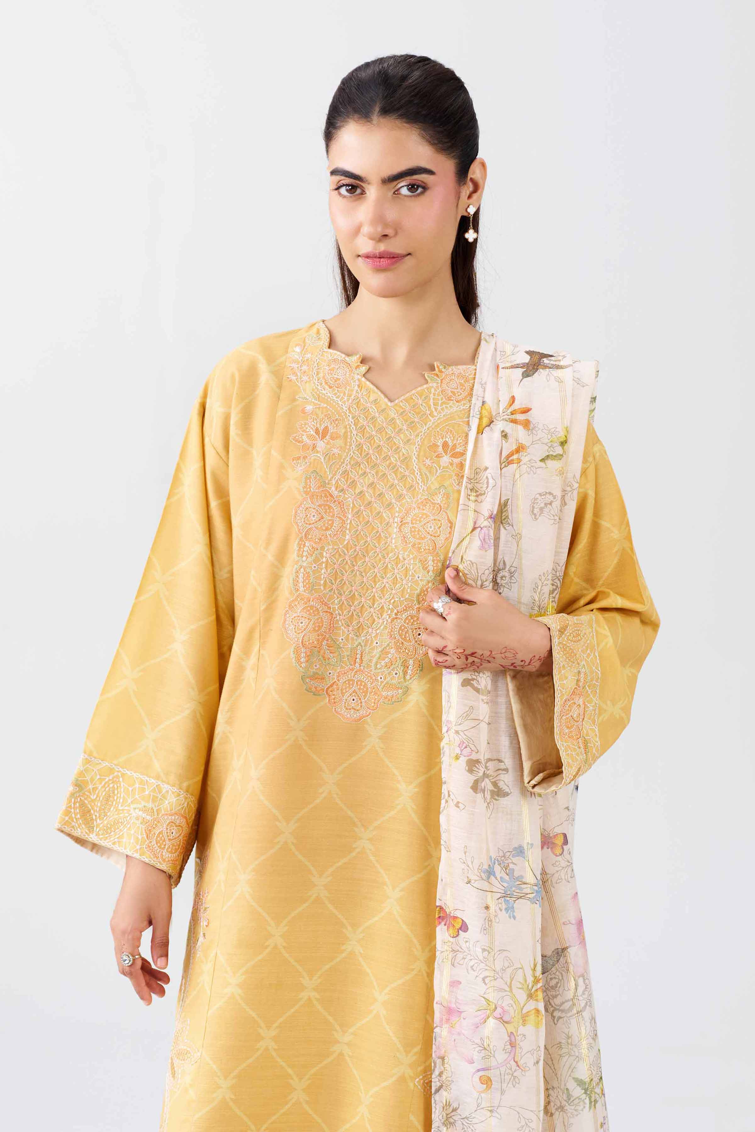 3 Piece - Printed Embroidered Suit - PE26-522
