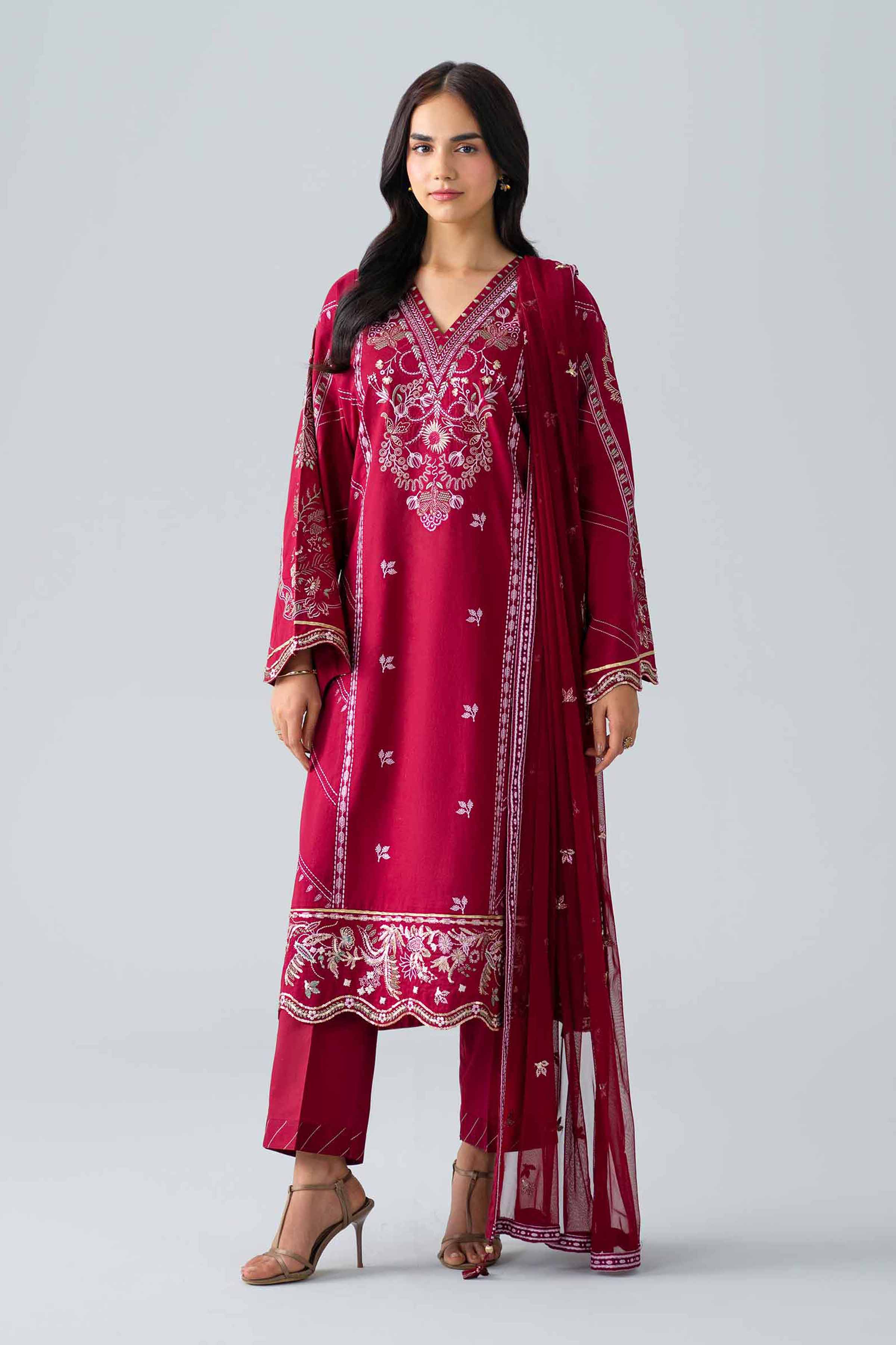 3 Piece - Embroidered Suit - PE26-542