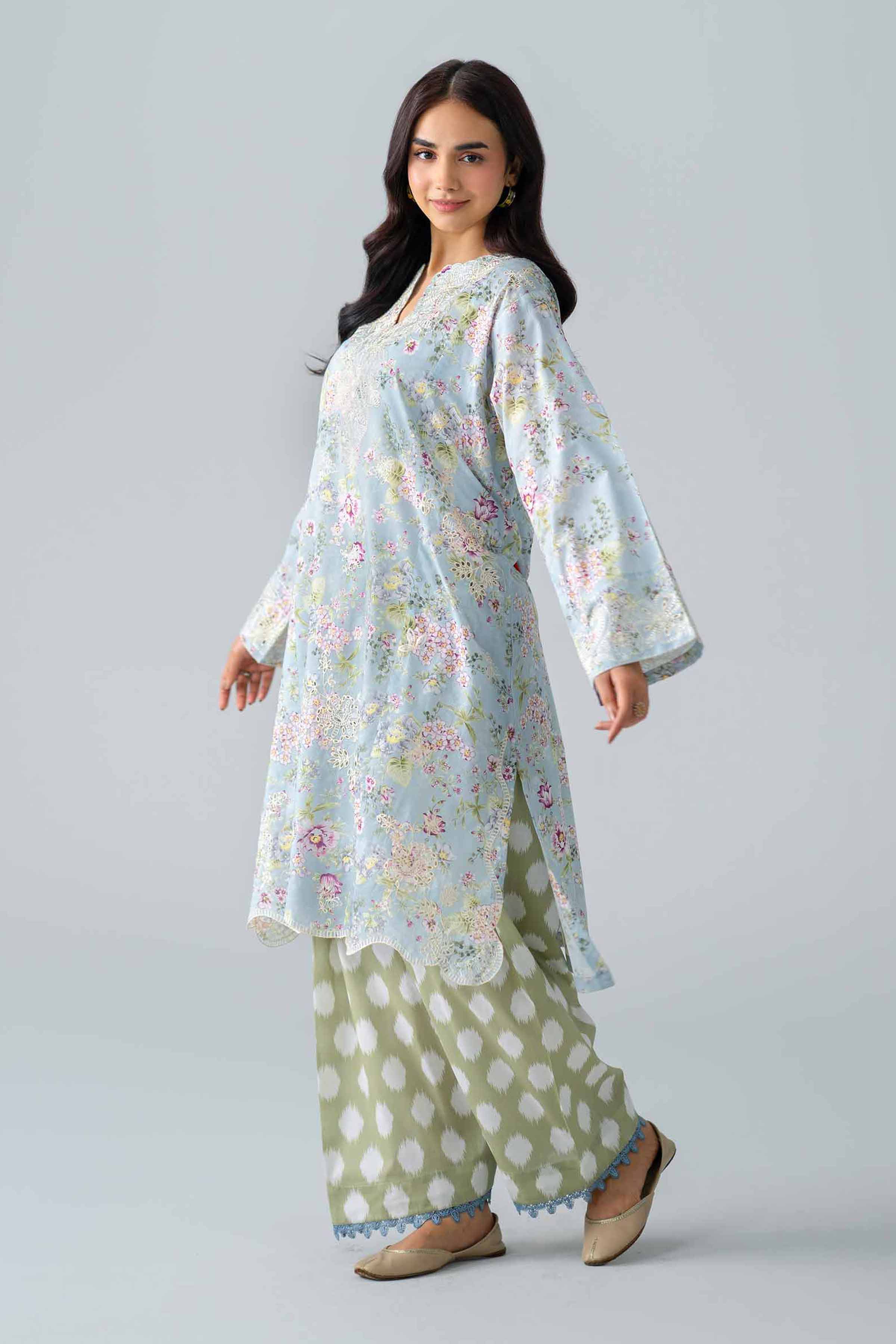 2 Piece - Printed Embroidered Suit - PE26-587