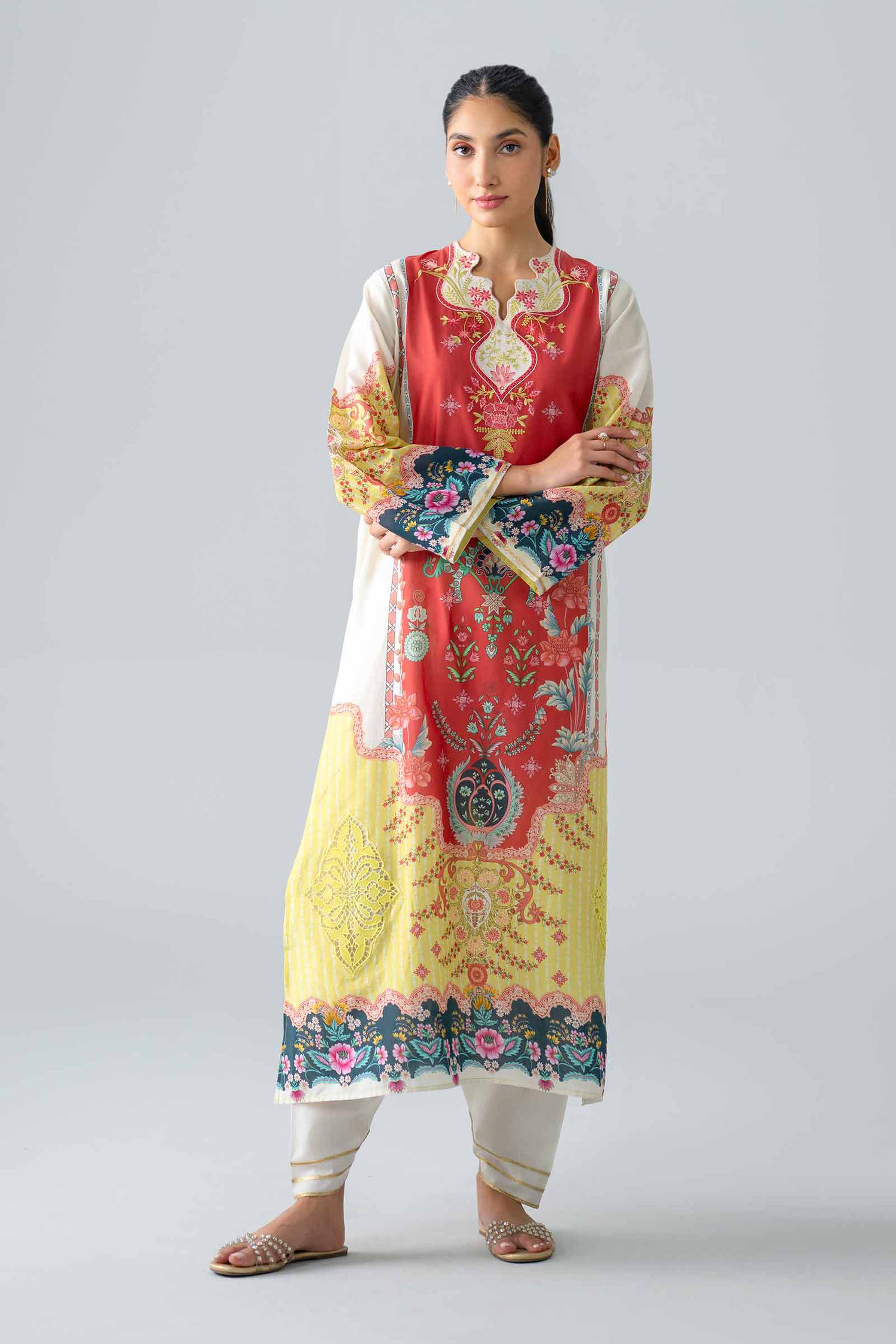 2 Piece - Printed Embroidered Suit - PE26-589