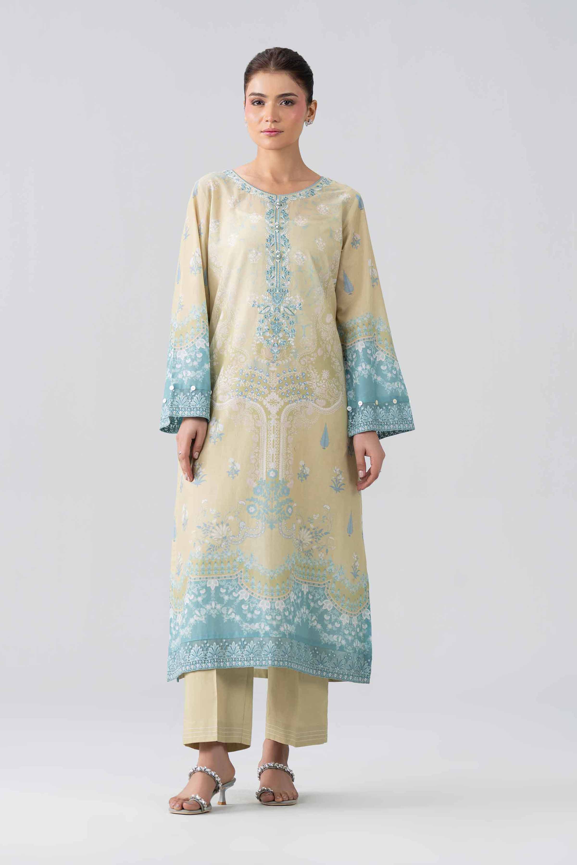 2 Piece - Printed Embroidered Suit - PE26-591