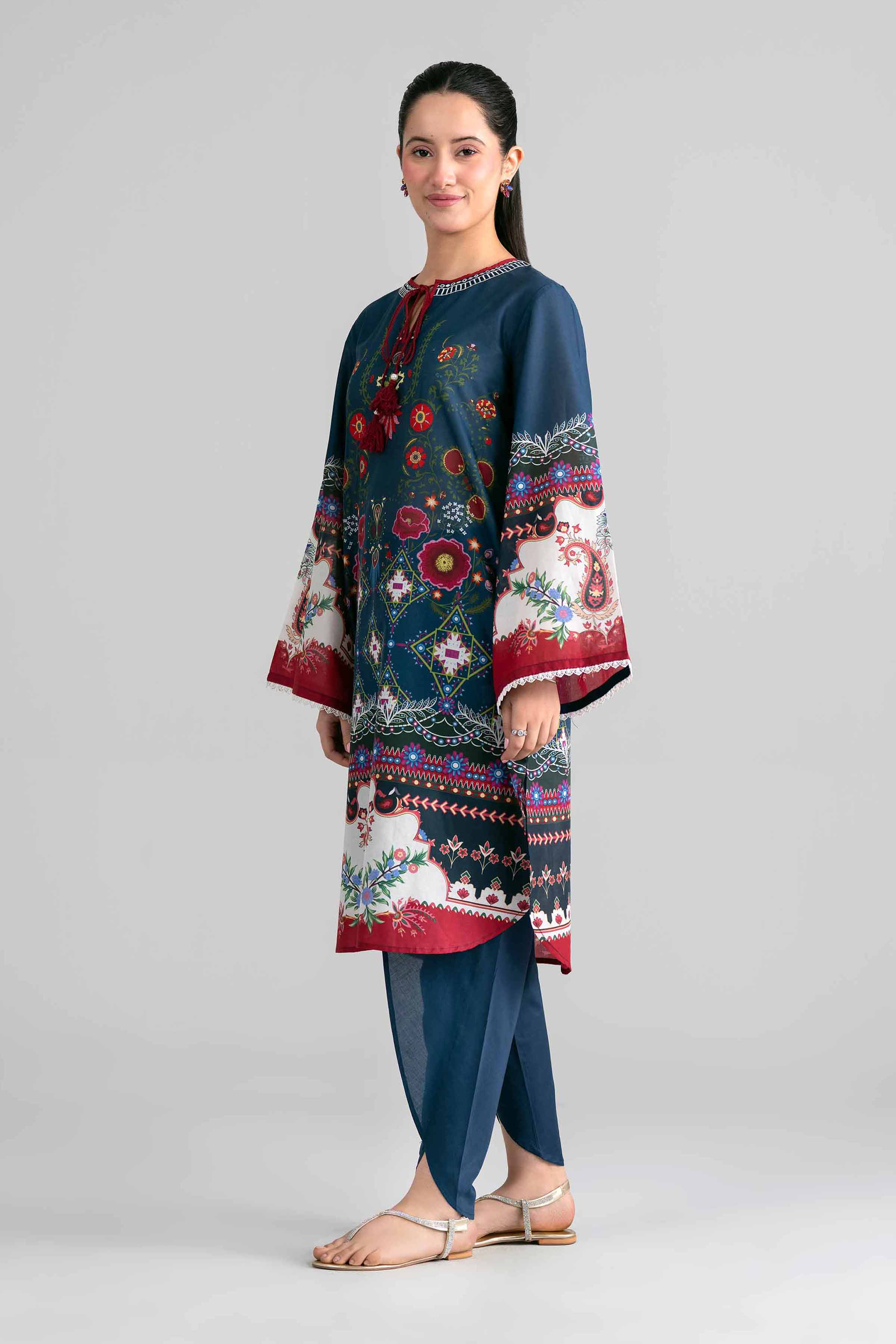 2 Piece - Printed Embroidered Suit - PE26-592