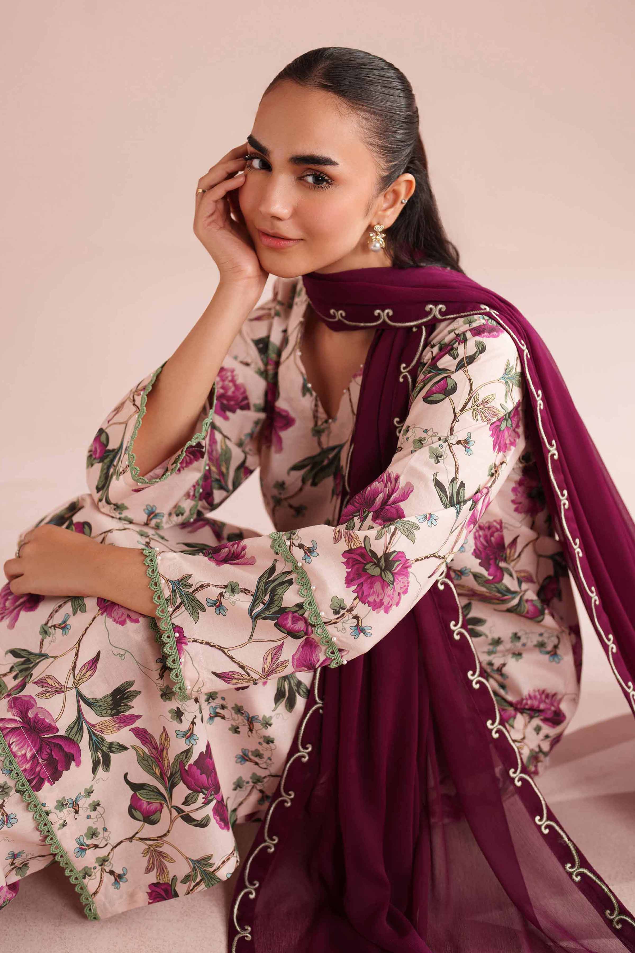 3 Piece - Printed Embroidered Suit - PE26-70 for Women - Pret Collection | Nishat | Shop Online