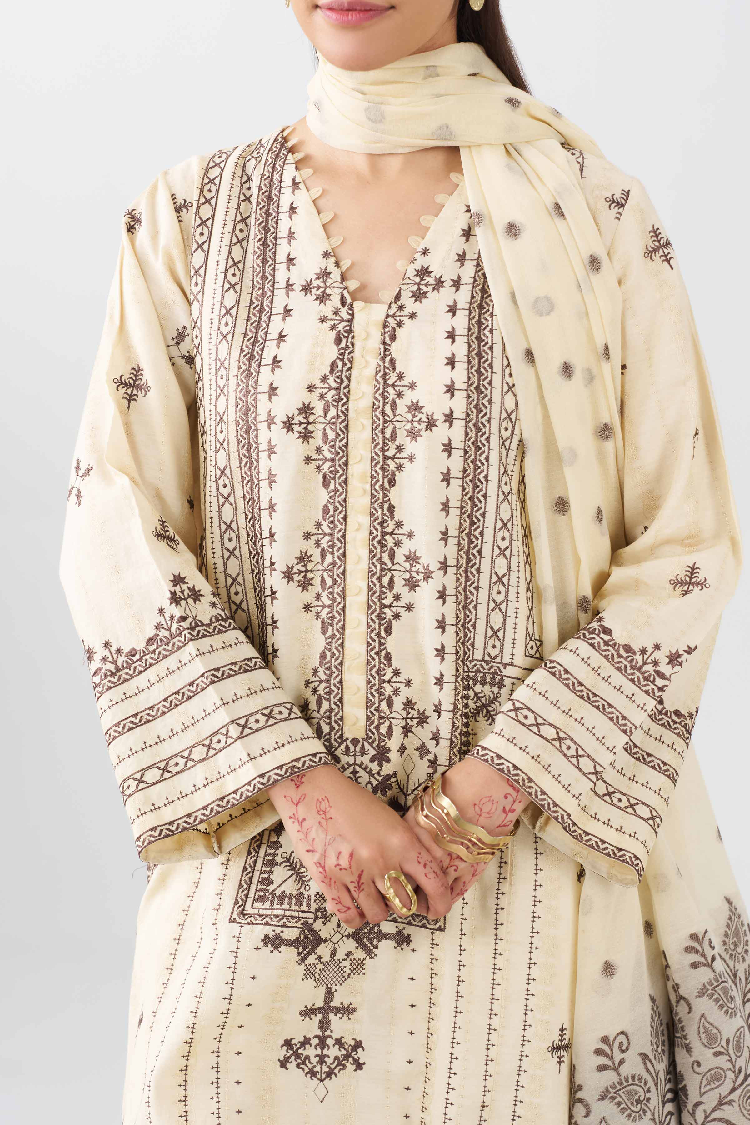 3 Piece - Embroidered Suit - PE26-71