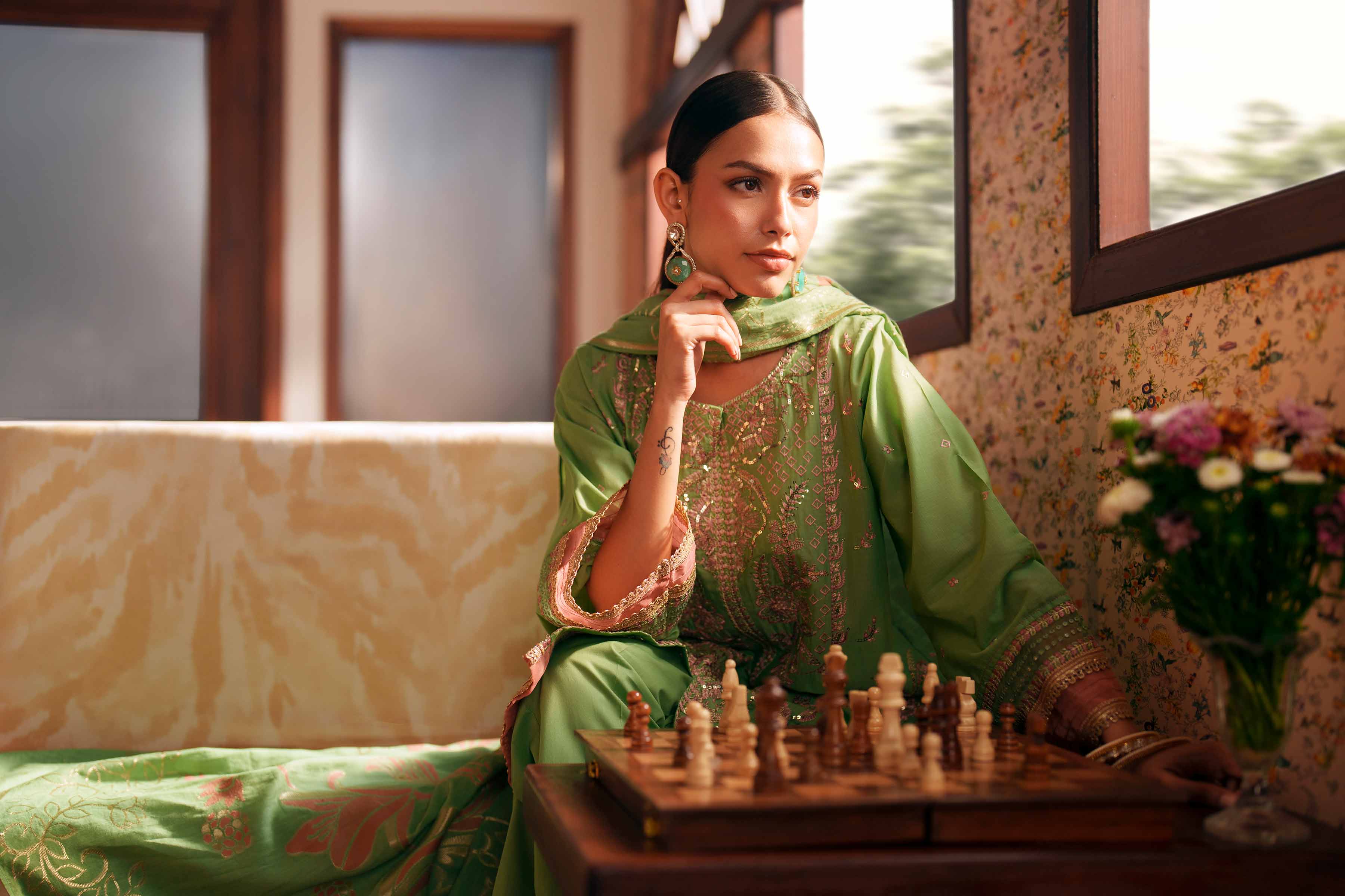 3 Piece - Embroidered Suit - PE26-78