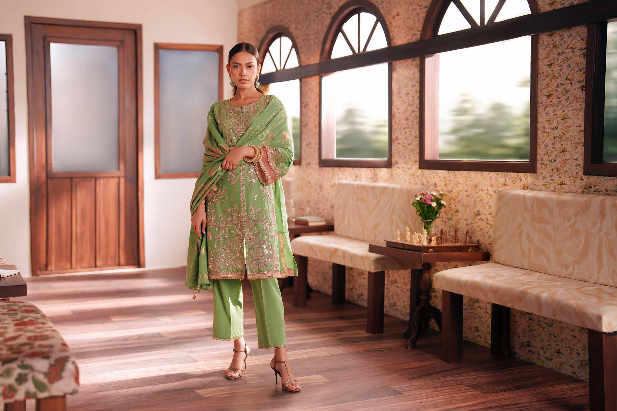 3 Piece - Embroidered Suit - PE26-78