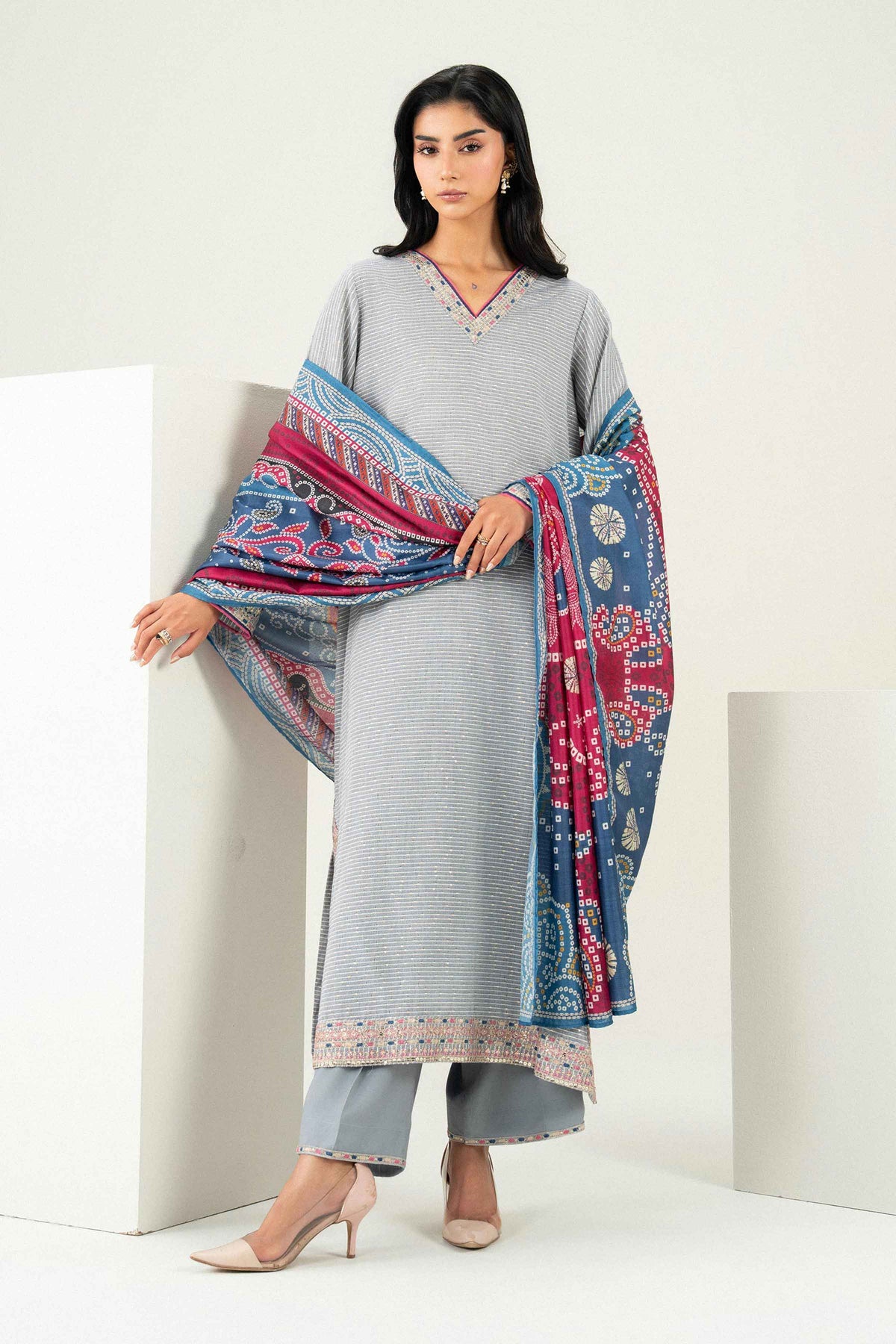 3 Piece - Printed Embroidered Suit - PFE26-46 for Women - Pret Collection | Nishat | Shop Online 
