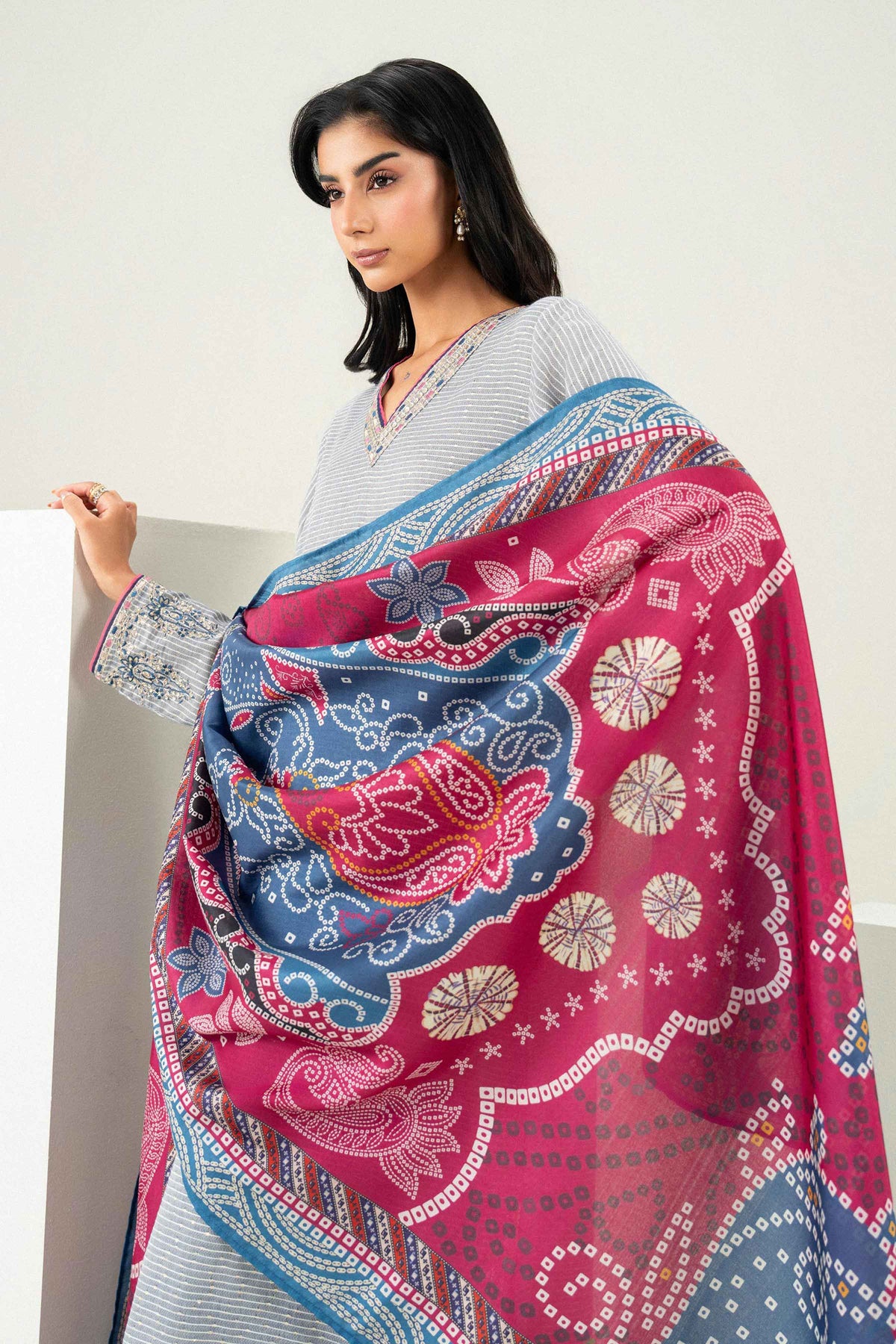 3 Piece - Printed Embroidered Suit - PFE26-46 for Women - Pret Collection | Nishat | Shop Online 