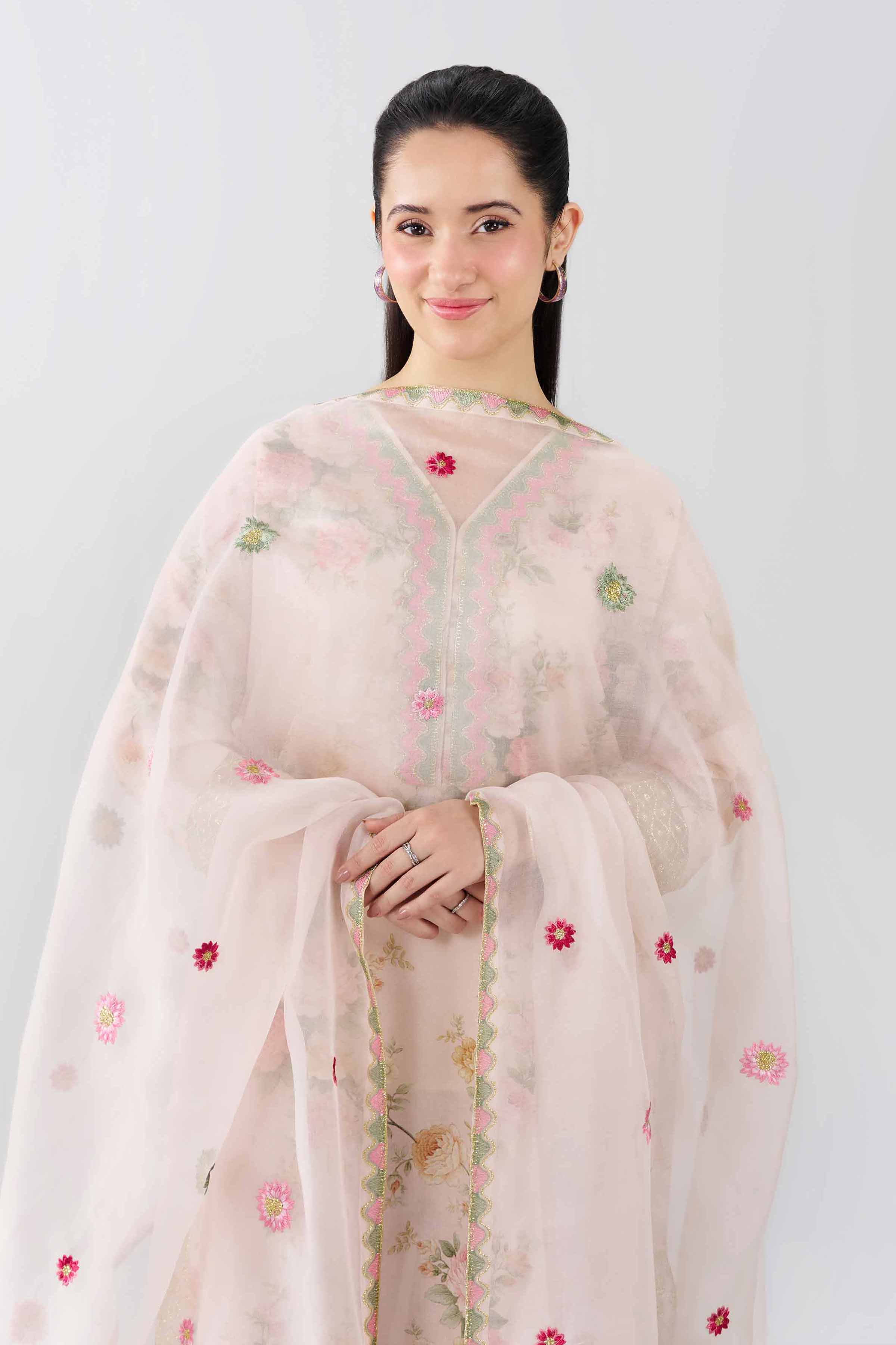 3 Piece - Printed Embroidered Suit - PFE26-60