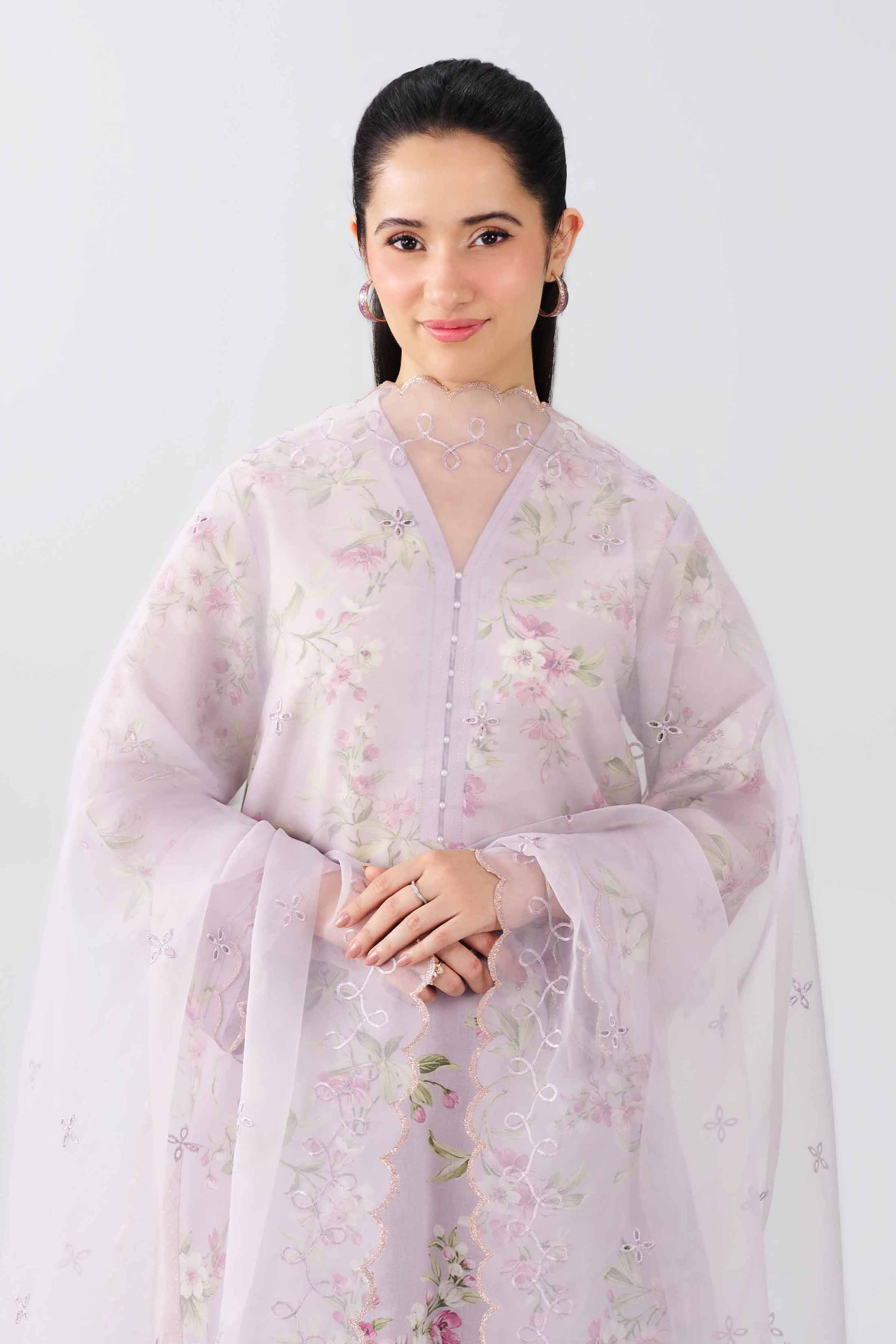 3 Piece - Printed Embroidered Suit - PFE26-61
