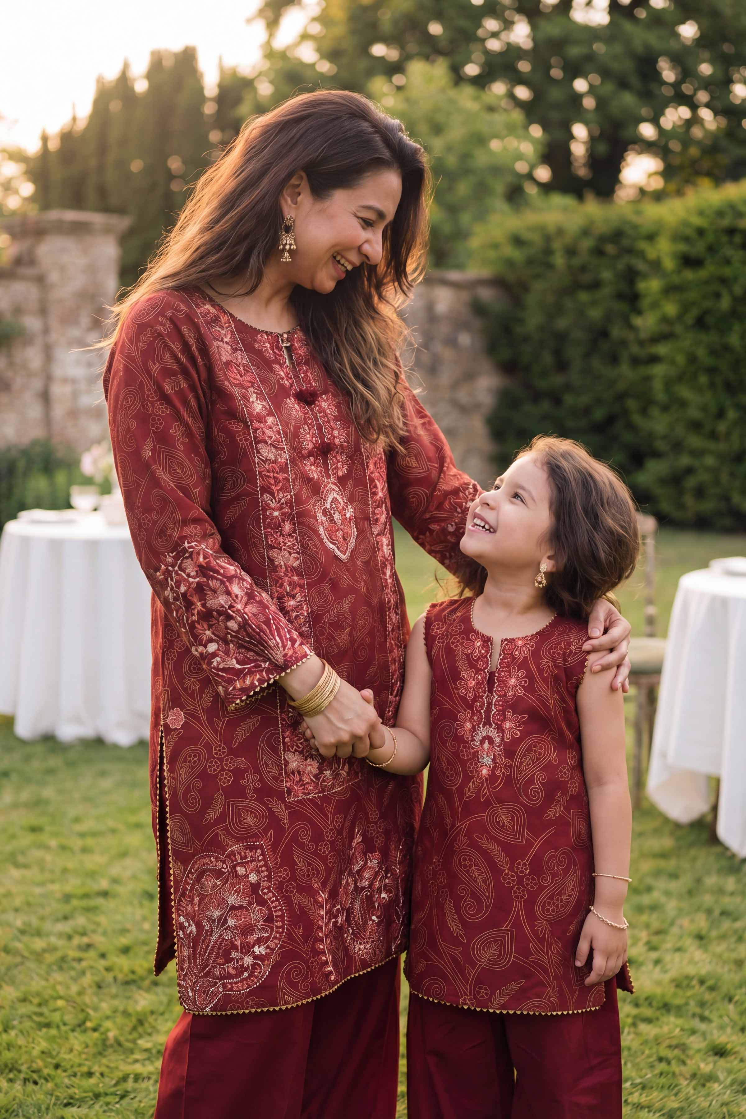 2 Piece - Printed Embroidered Suit - PMD26-01 M