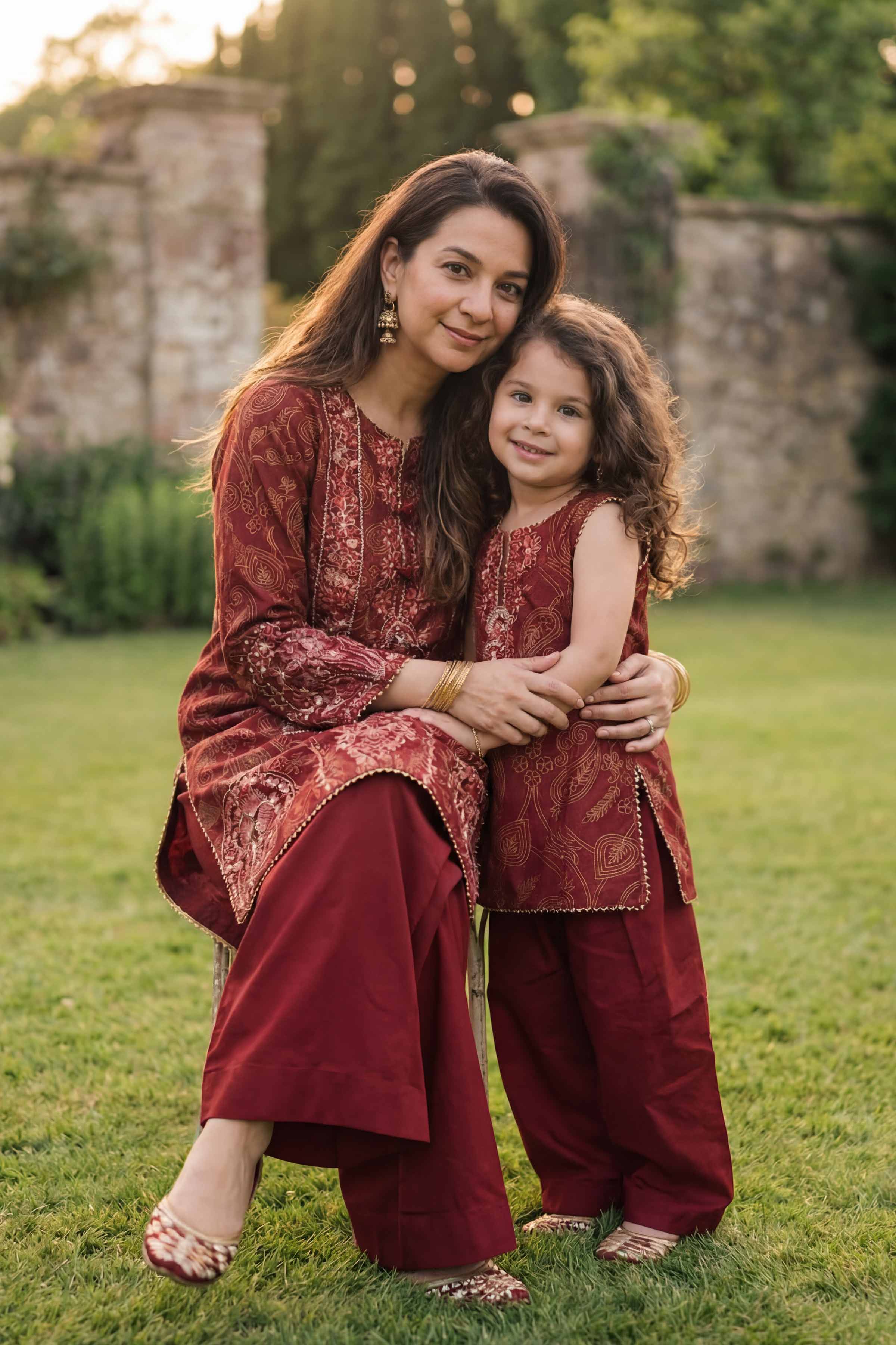 2 Piece - Printed Embroidered Suit - PMD26-01 M