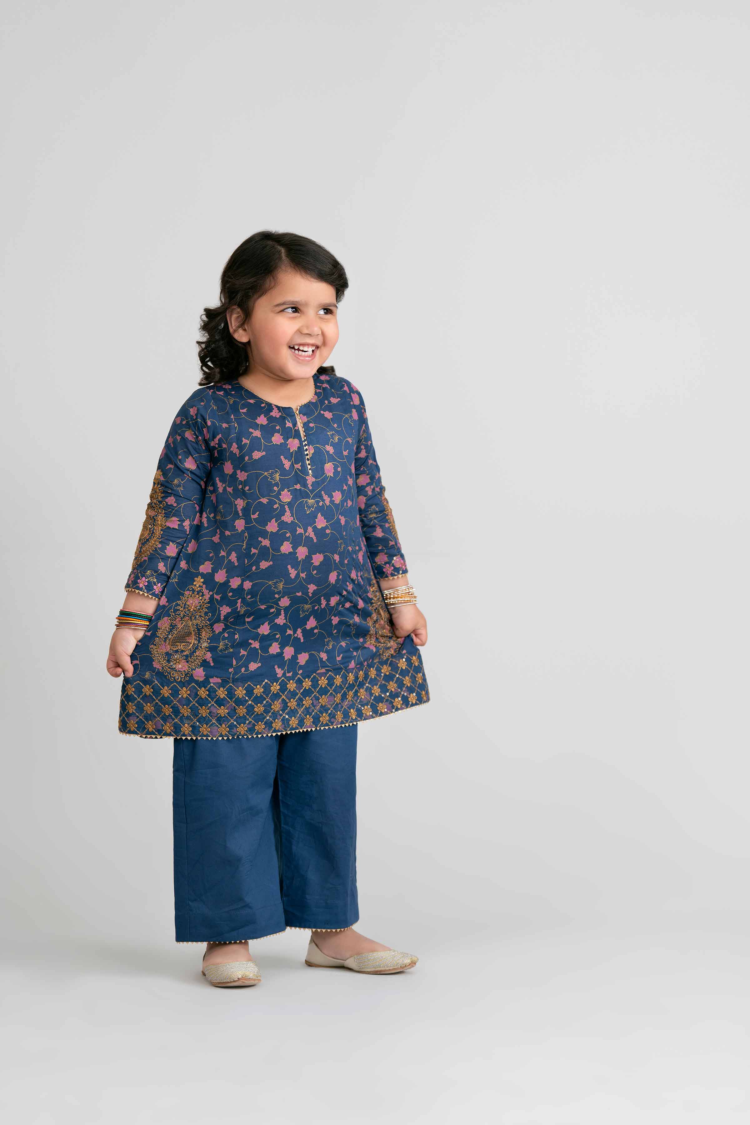 2 Piece - Printed Embroidered Suit - PMD26-04 D