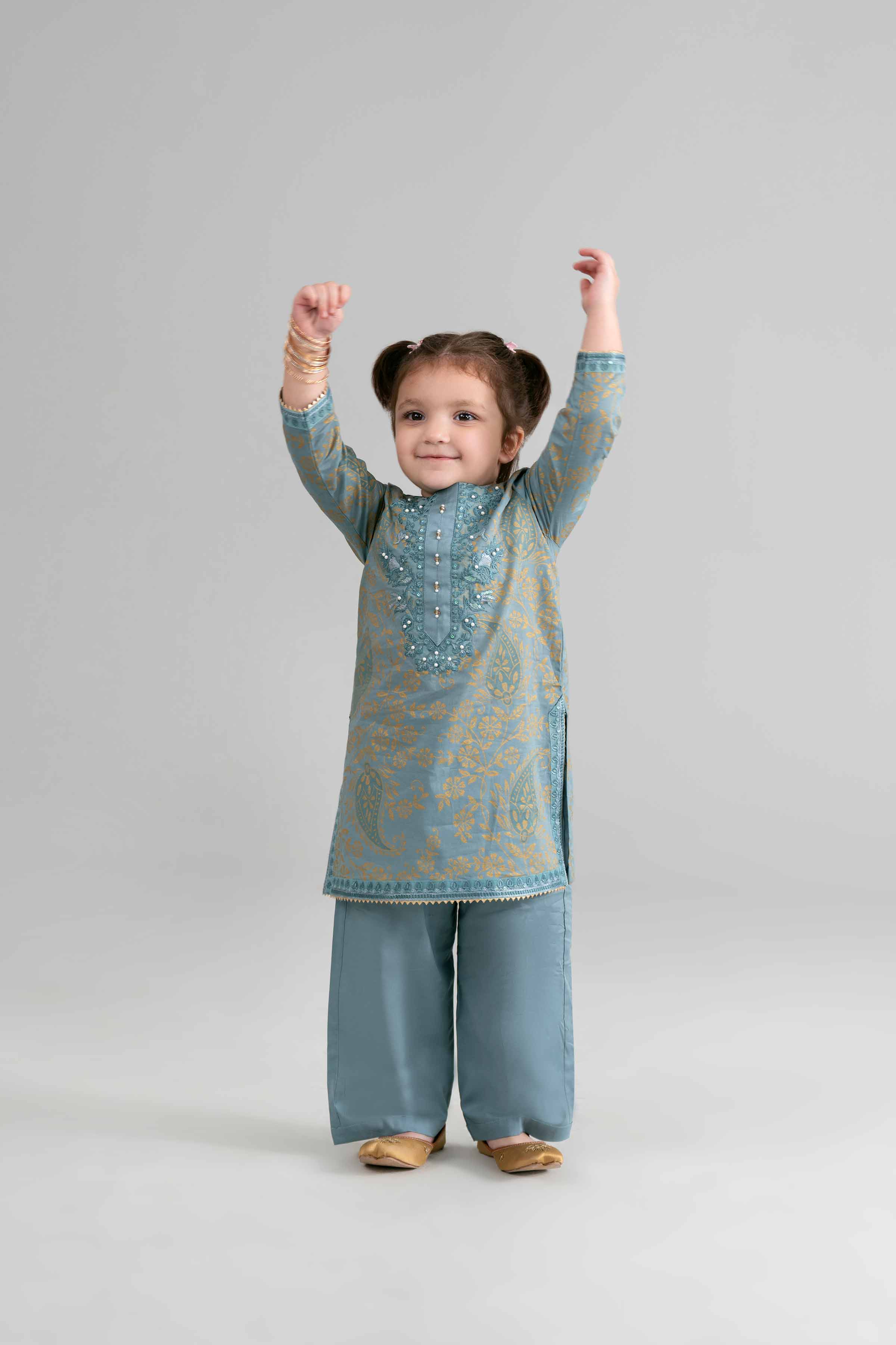 2 Piece - Printed Embroidered Suit - PMD26-05 D