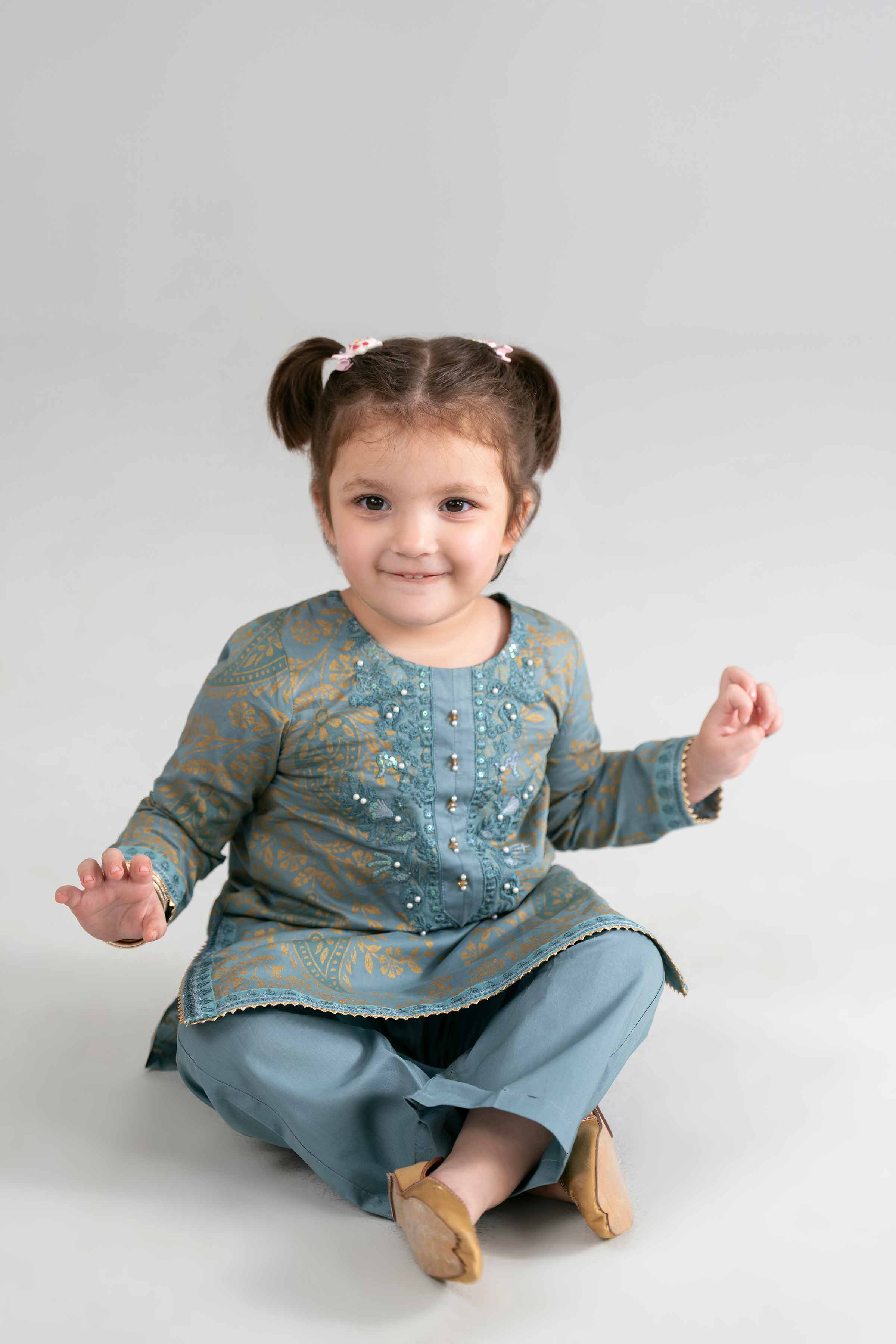 2 Piece - Printed Embroidered Suit - PMD26-05 D