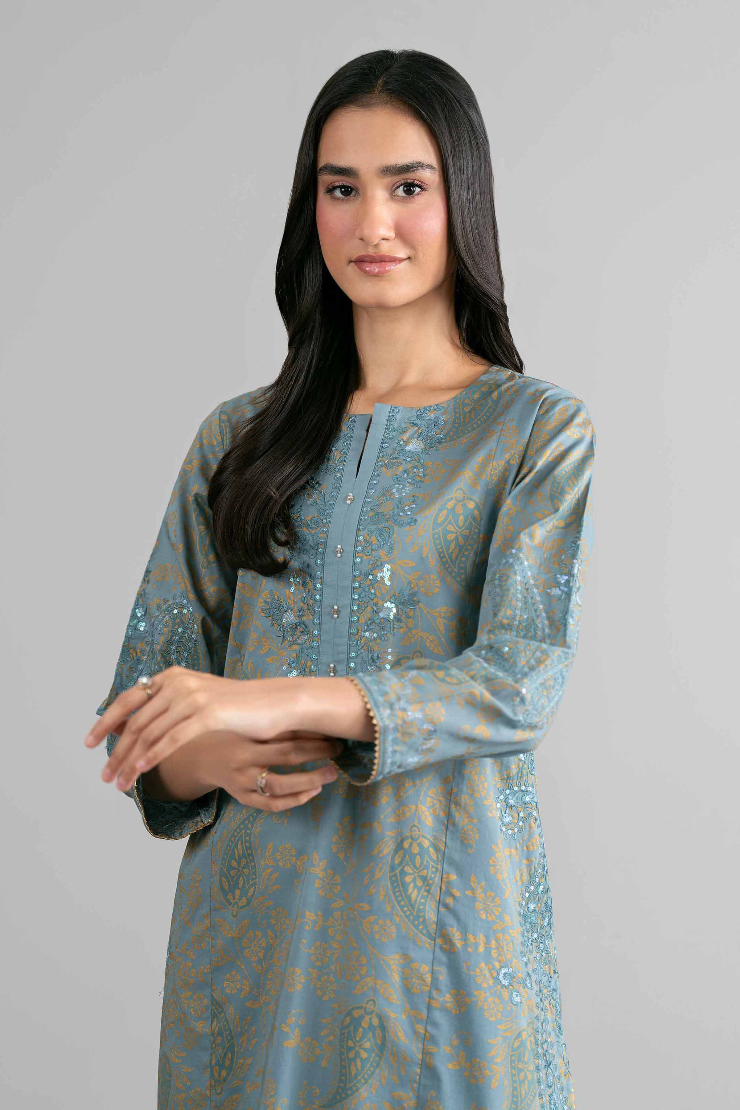 2 Piece - Printed Embroidered Suit - PMD26-05 M