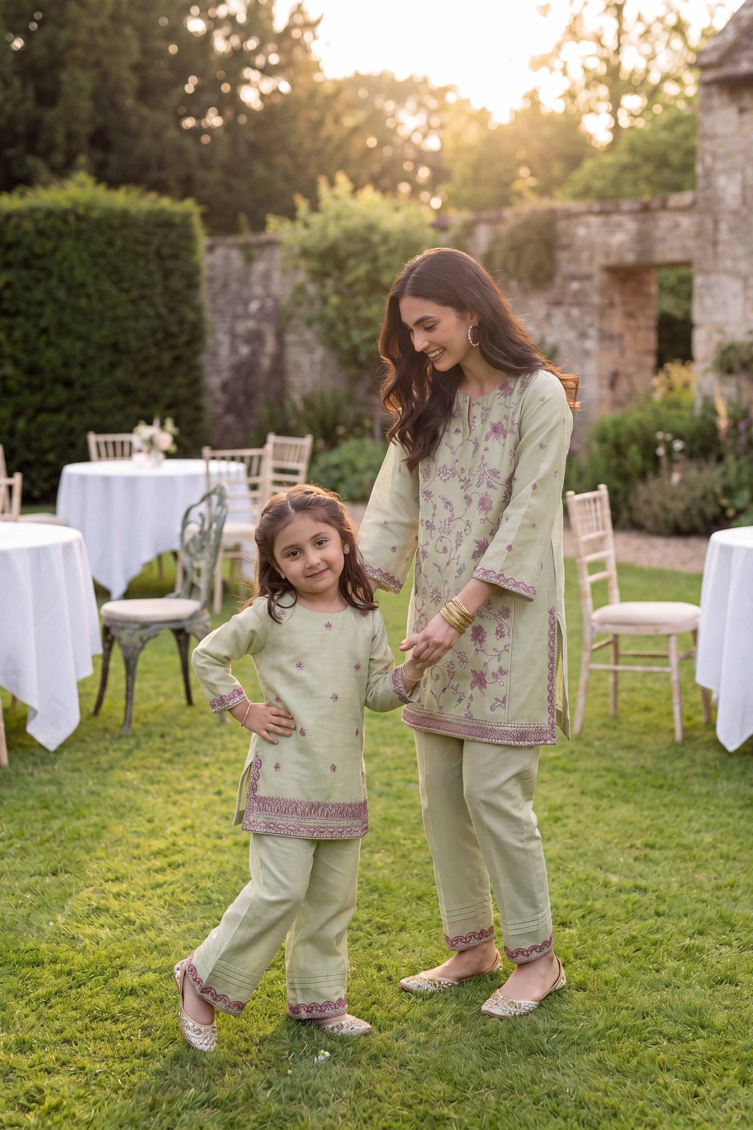 2 Piece - Embroidered Suit - PMD26-17 D