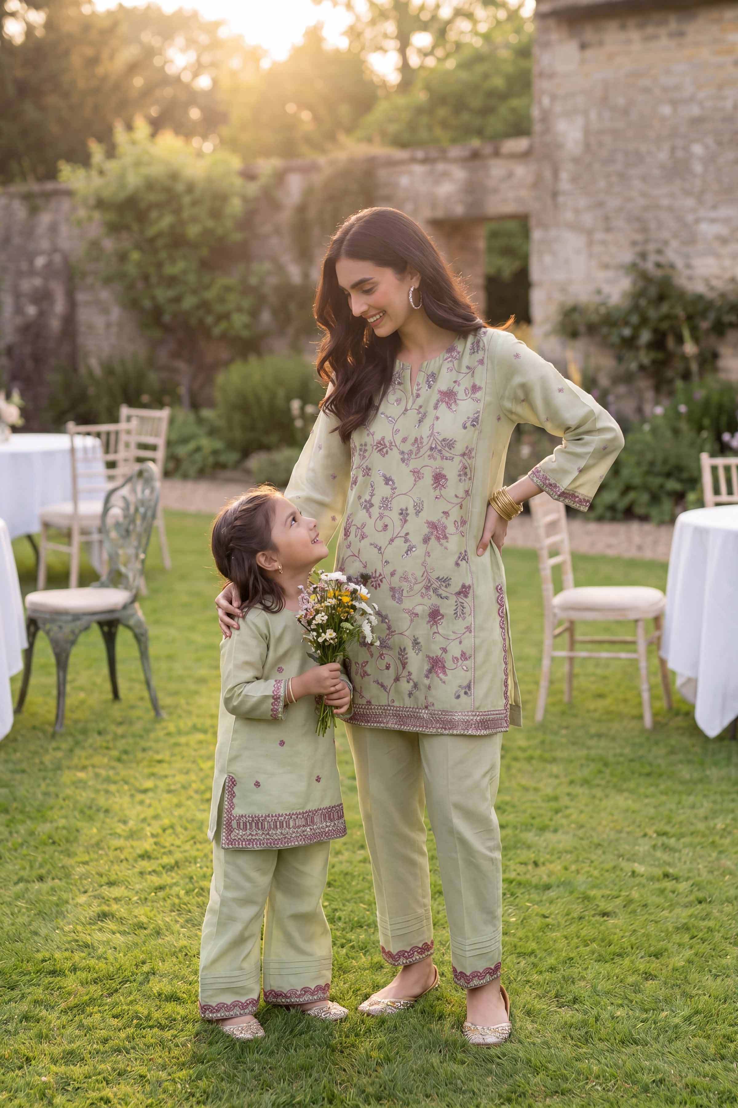 2 Piece - Embroidered Suit - PMD26-17 D