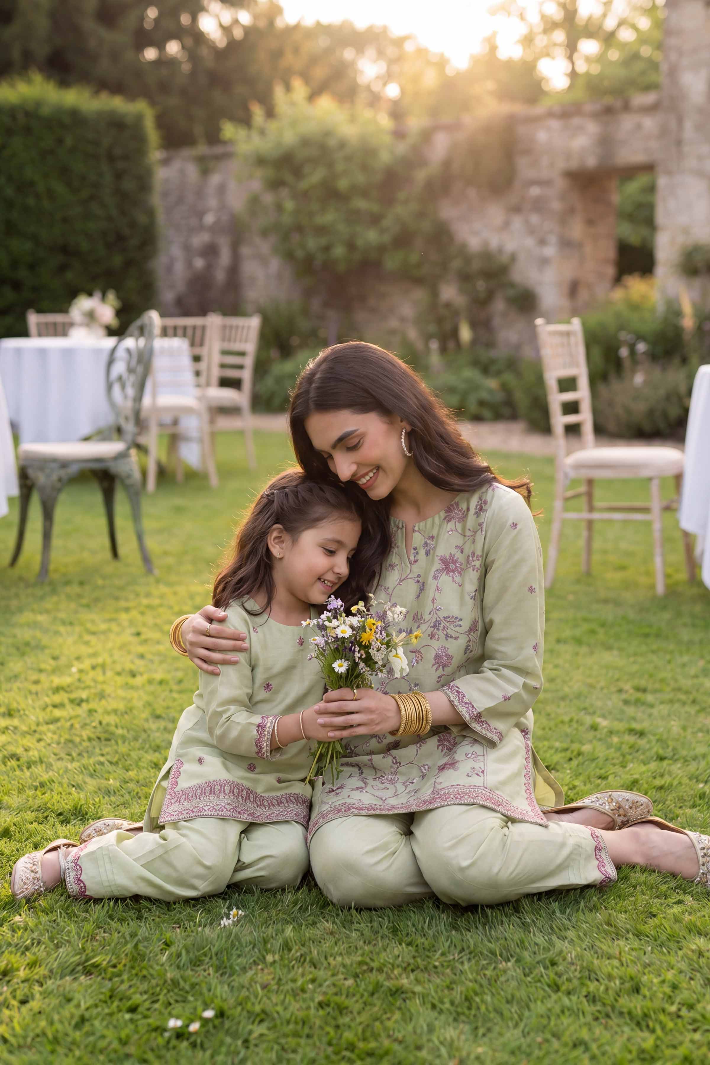 2 Piece - Embroidered Suit - PMD26-17 D