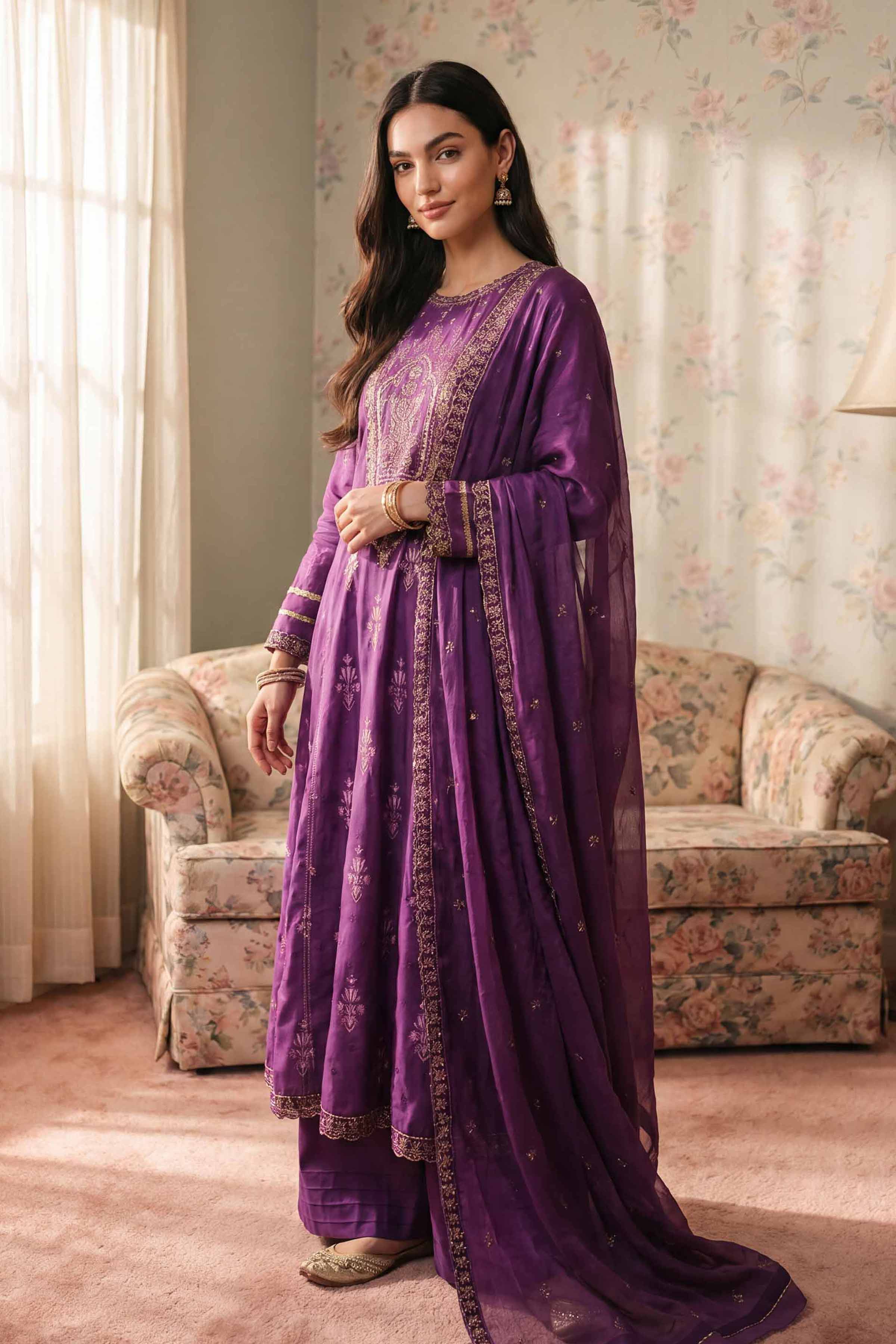 3 Piece - Embroidered Suit - PMD26-39 M