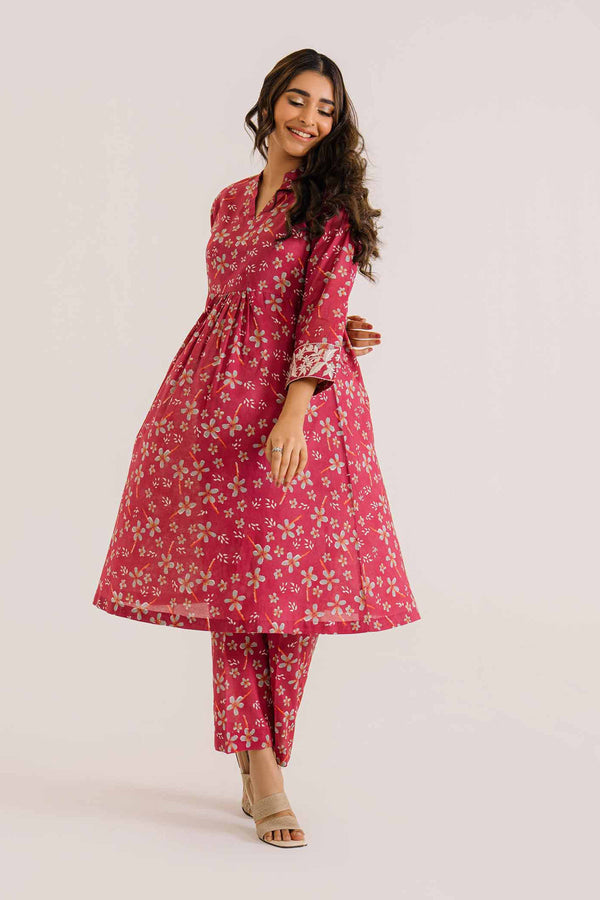 2 Piece - Printed Embroidered Suit - PS24-164