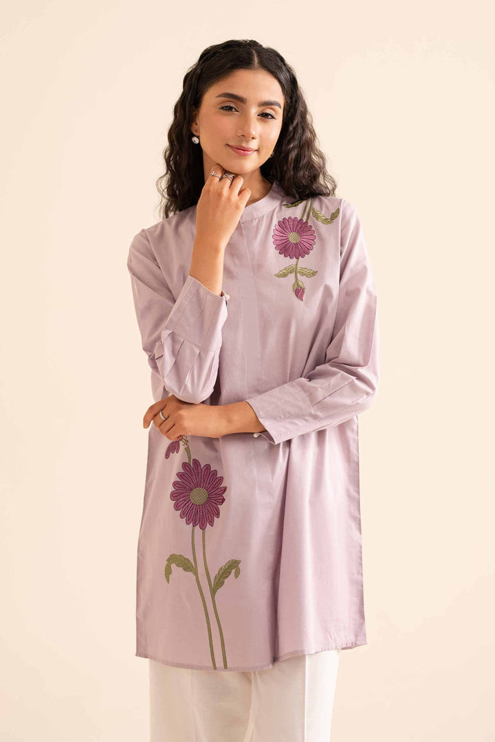 1 piece purple cambric embroidered tunic