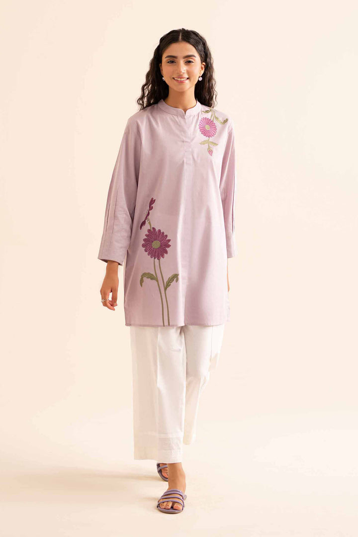 1 piece purple cambric embroidered tunic