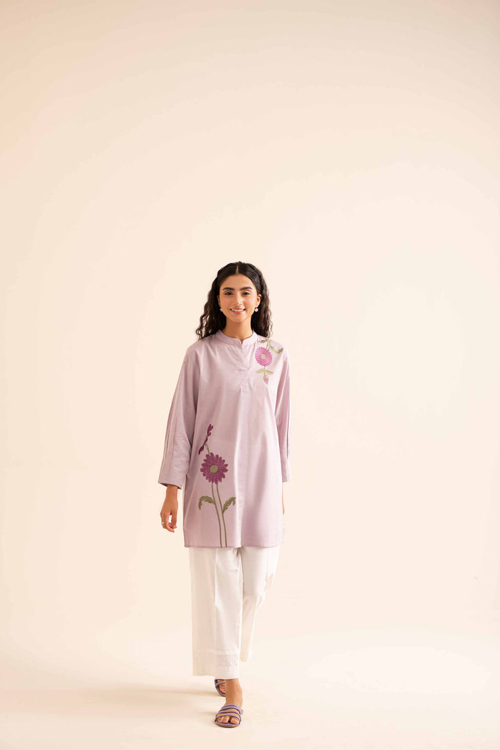 1 piece purple cambric embroidered tunic