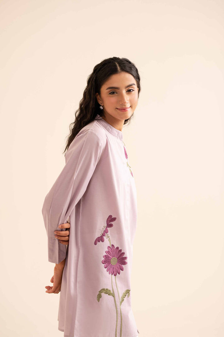 1 piece purple cambric embroidered tunic