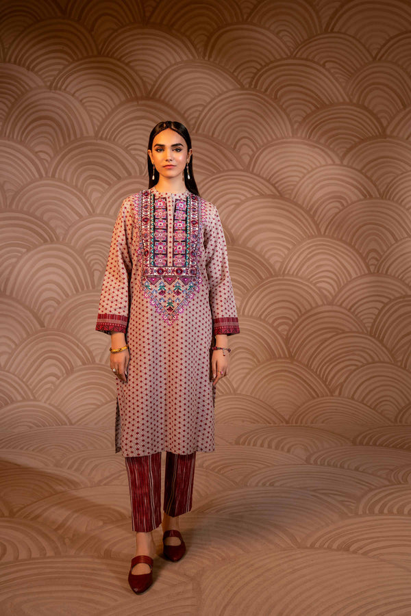 2 Piece - Printed Embroidered Suit - PW23-217