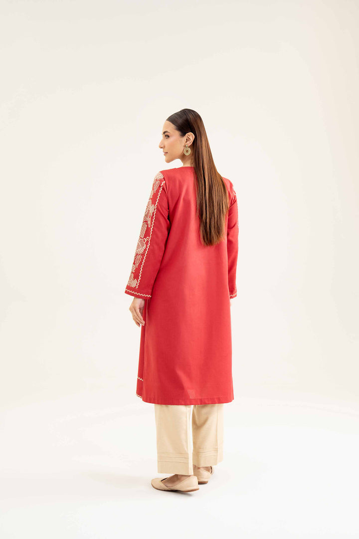 Karandi Red Embroidered Winter Shirt