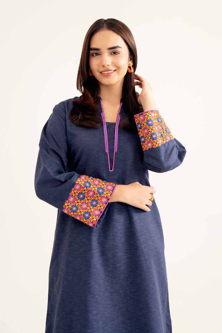 2 Piece Embroidered Blue Karandi Winter Co-Ord Set