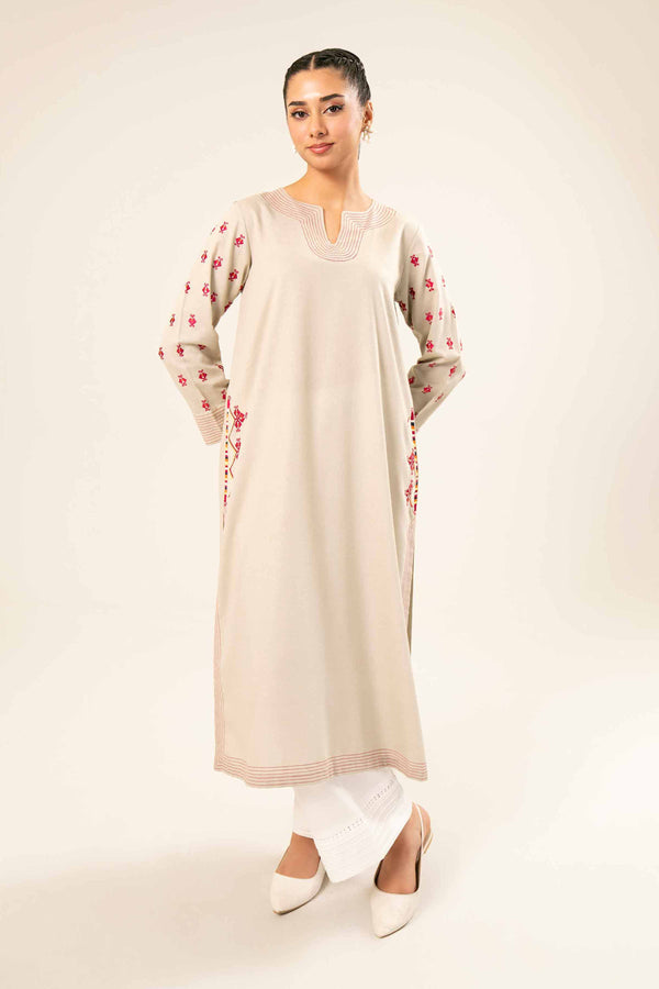 Karandi Beige Embroidered Shirt