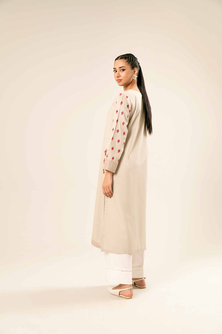 Karandi Beige Embroidered Shirt