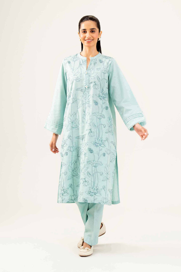 2 Piece Embroidered Sky Blue Karandi Winter Suit