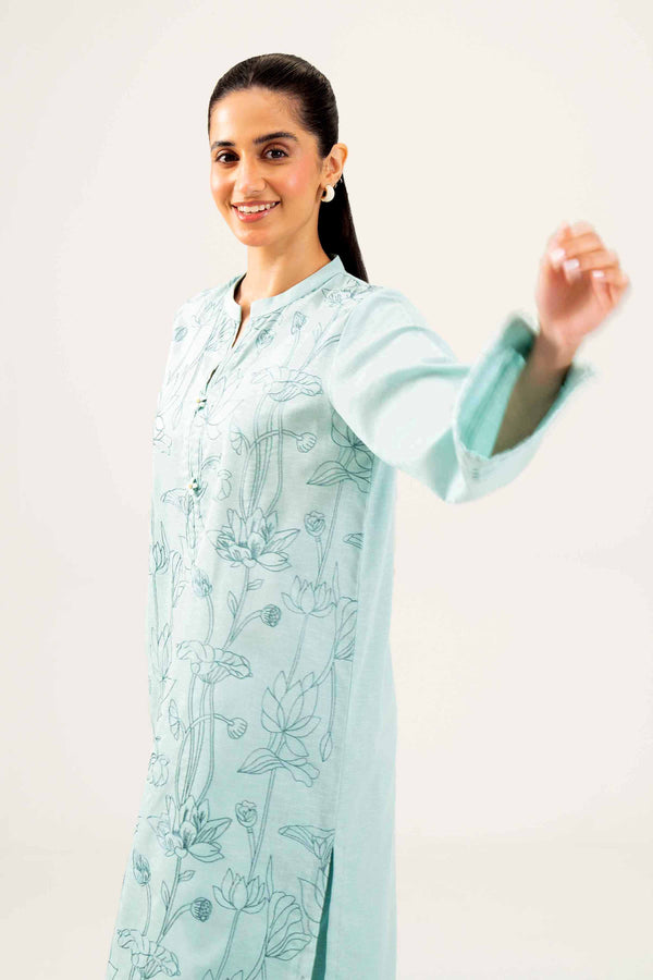 2 Piece Embroidered Sky Blue Karandi Winter Suit