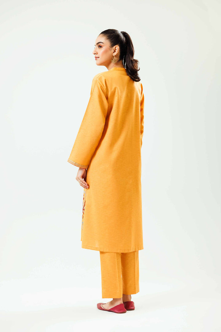 2 Piece Mustard Embroidered Winter Karandi Winter Suit