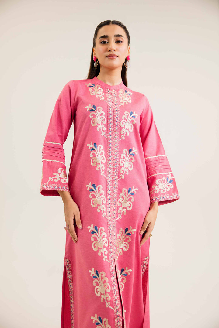 2 Piece Embroidered Pink Karandi Winter Suit